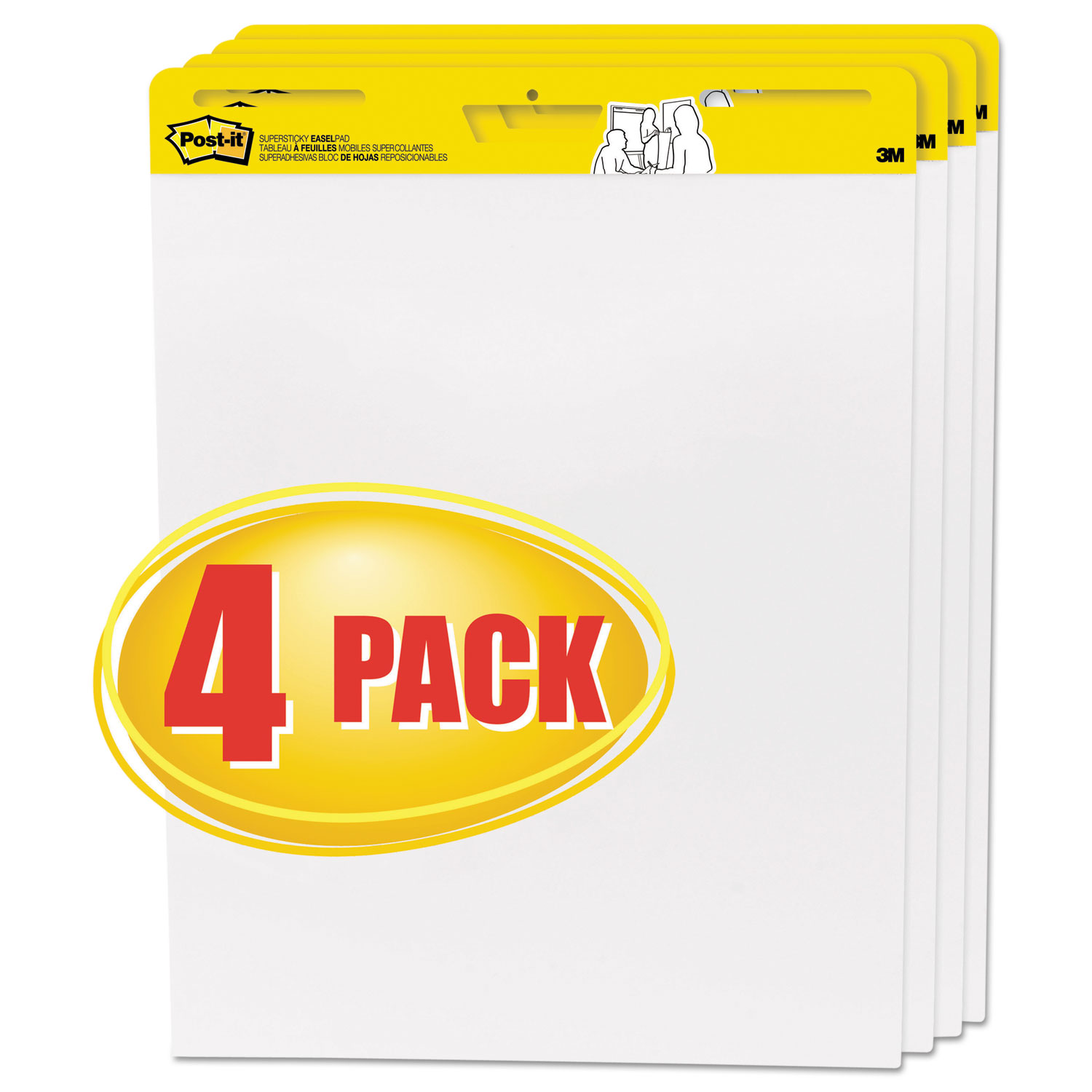 Self Stick Easel Pads, 25 x 30, White, 4 30 Sheet Pads/Carton