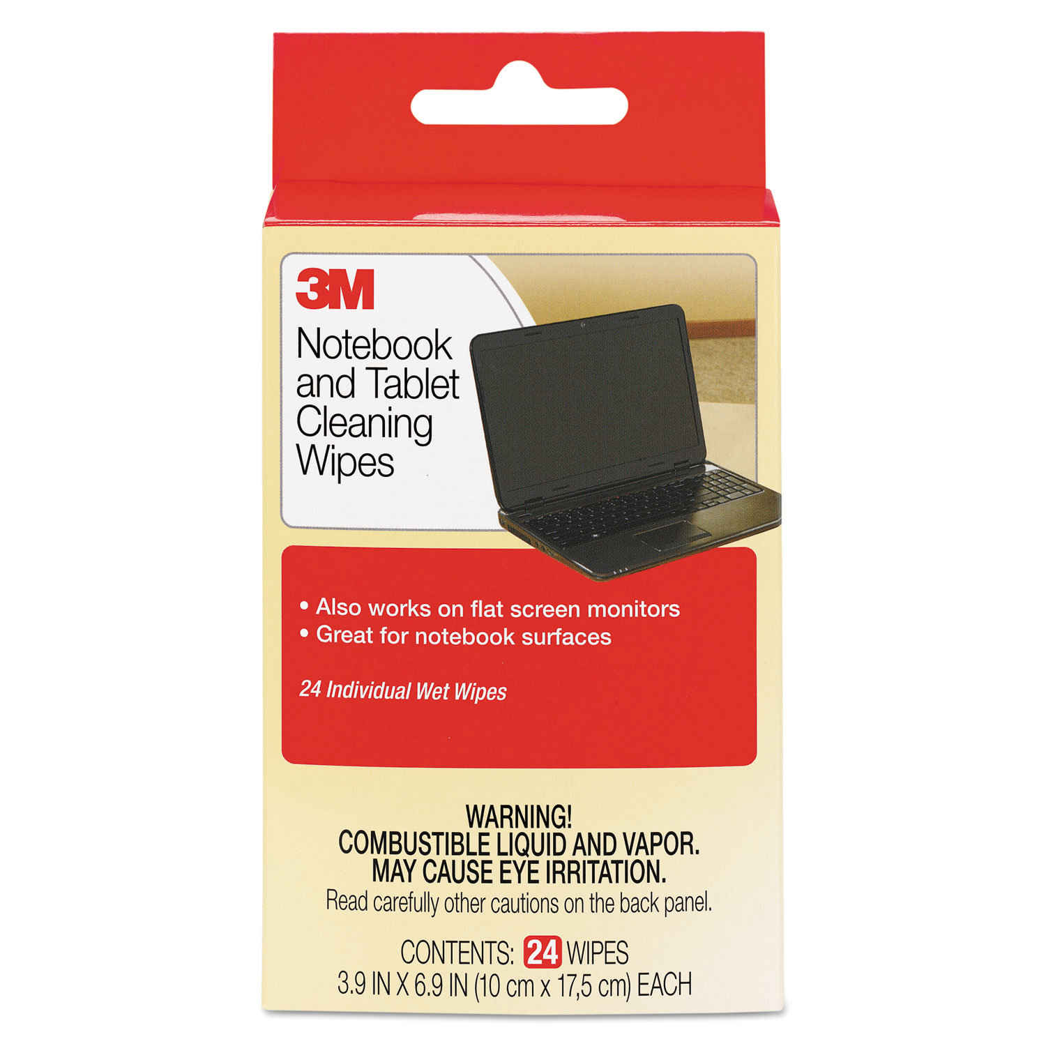  3M CL630 Notebook Screen Cleaning Wet Wipes, Cloth, 7 x 4, White, 24/Pack (MMMCL630) 