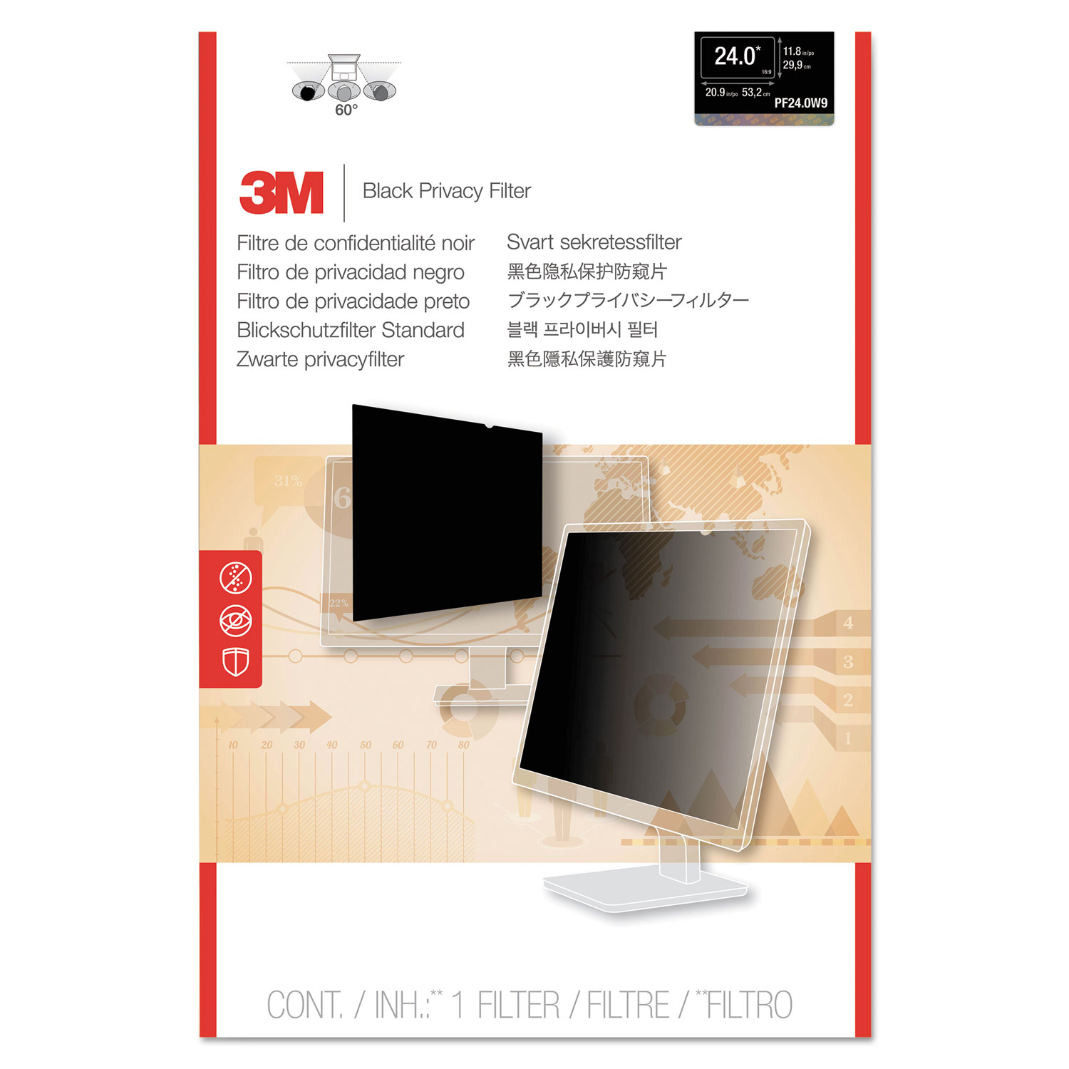 Blackout Frameless Privacy Filter for 24 Widescreen Notebook/LCD, 16:9