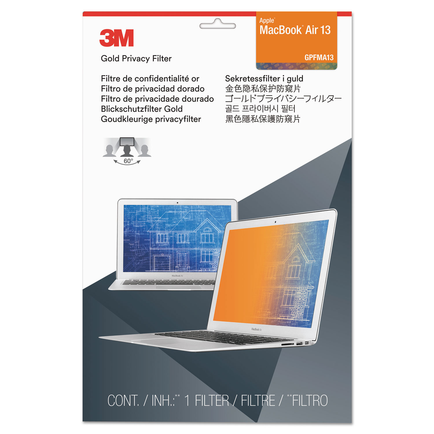 Frameless Gold Notebook Privacy Filter for 13 Widescreen MacBook Air, 16:10