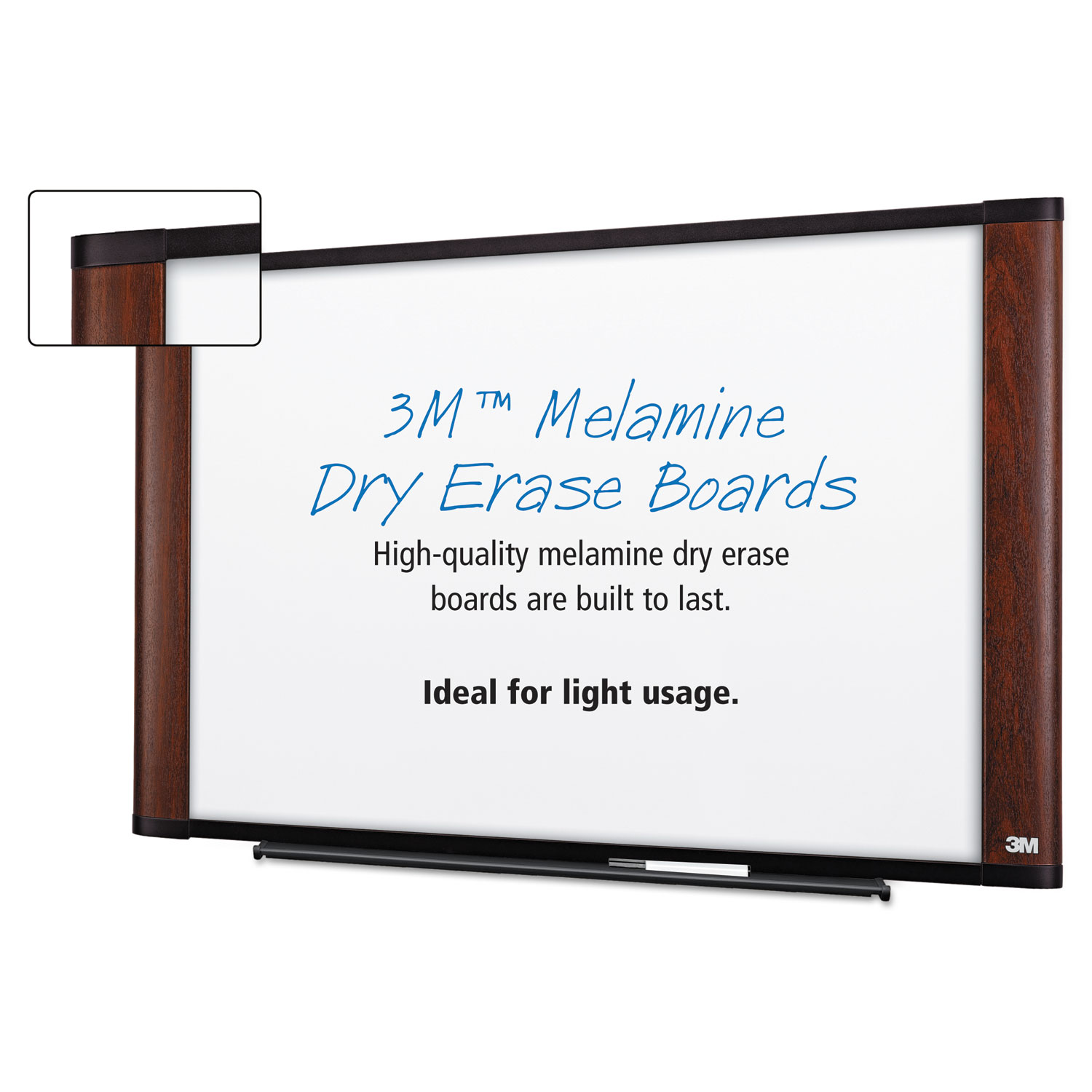 Melamine Dry Erase Board, 96 x 48, Mahogany Frame