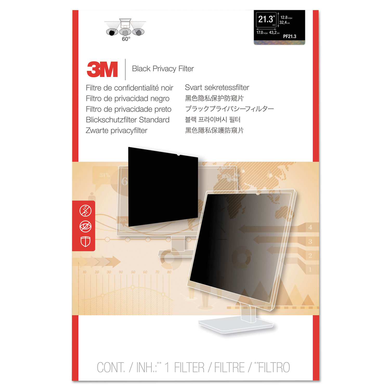 Blackout Frameless Privacy Filter for 21.3 LCD Monitor