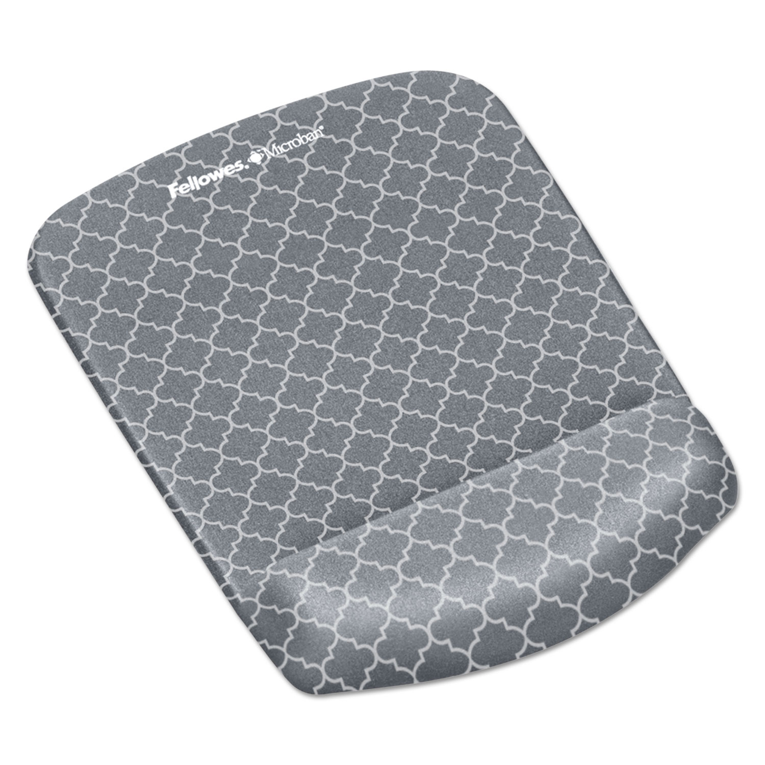 PlushTouch Mouse Pad with Wrist Rest, 7 1/4 x 9 3/8 x 1, Gray/White Lattice