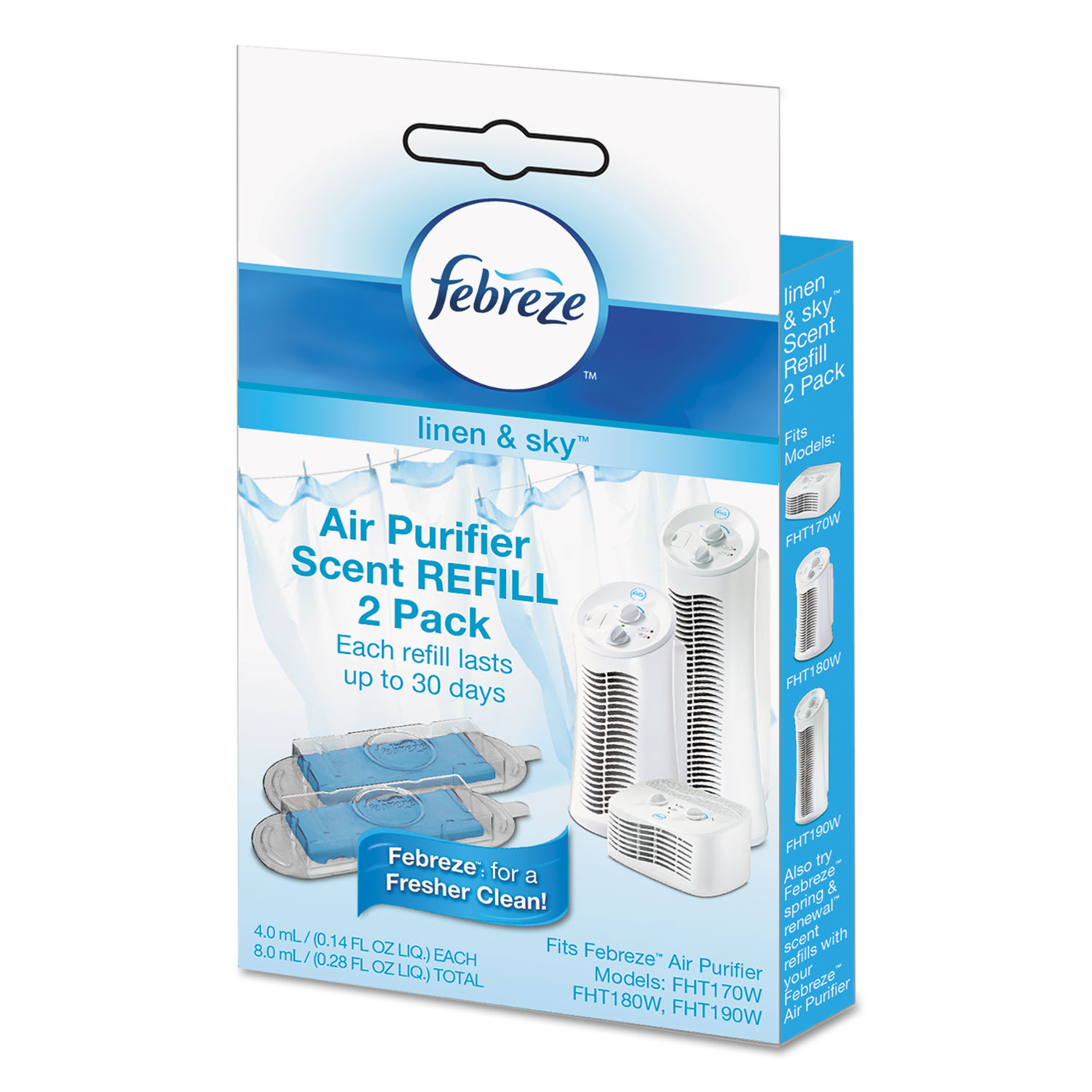 Air Purifier Refill, Linen Scent, 3 1/4 x 3/4 x 5 1/2, 2/each