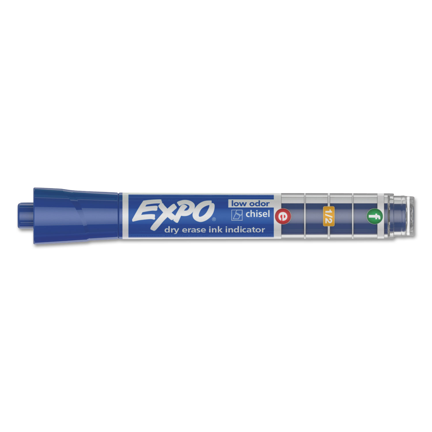 Ink Indicator Dry Erase Marker, Chisel Tip, Blue, Dozen