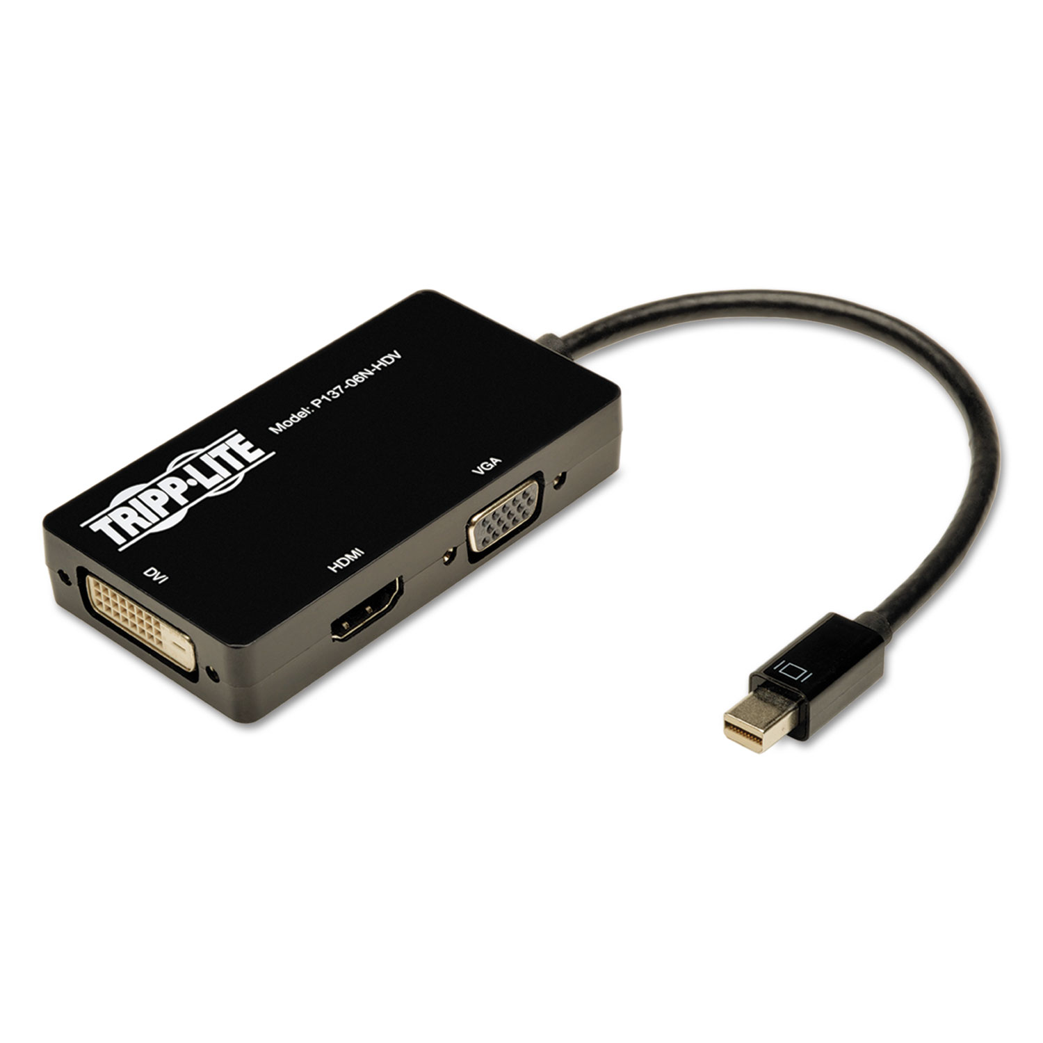  Tripp Lite P137-06N-HDV Keyspan Mini DisplayPort to VGA/DVI/HDMI All-in-One Adapter/Converter, Thunderbolt 1 and 2, 6 (TRPP13706NHDV) 