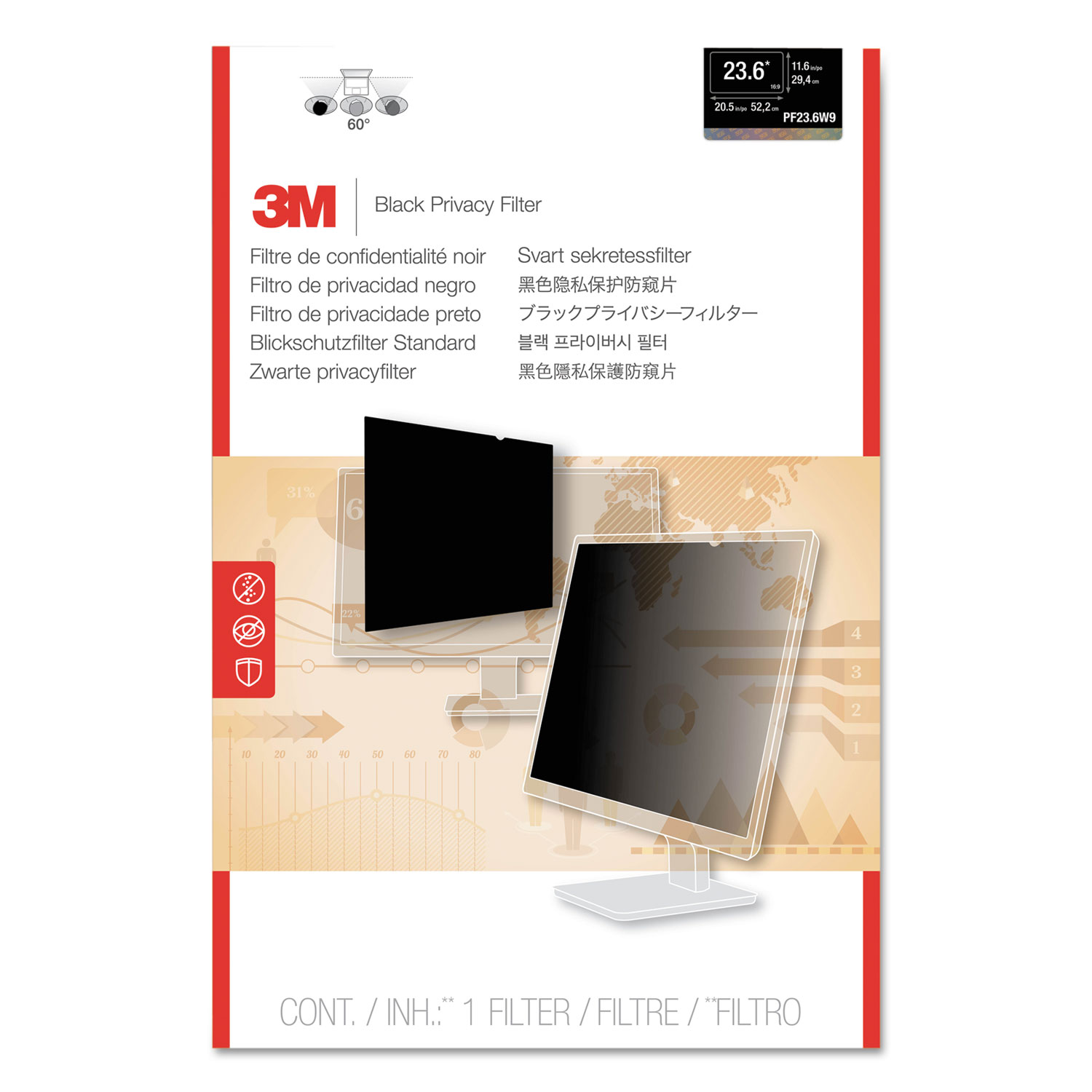 Blackout Frameless Privacy Filter for 23.6 Widescreen LCD Monitor, 16:9