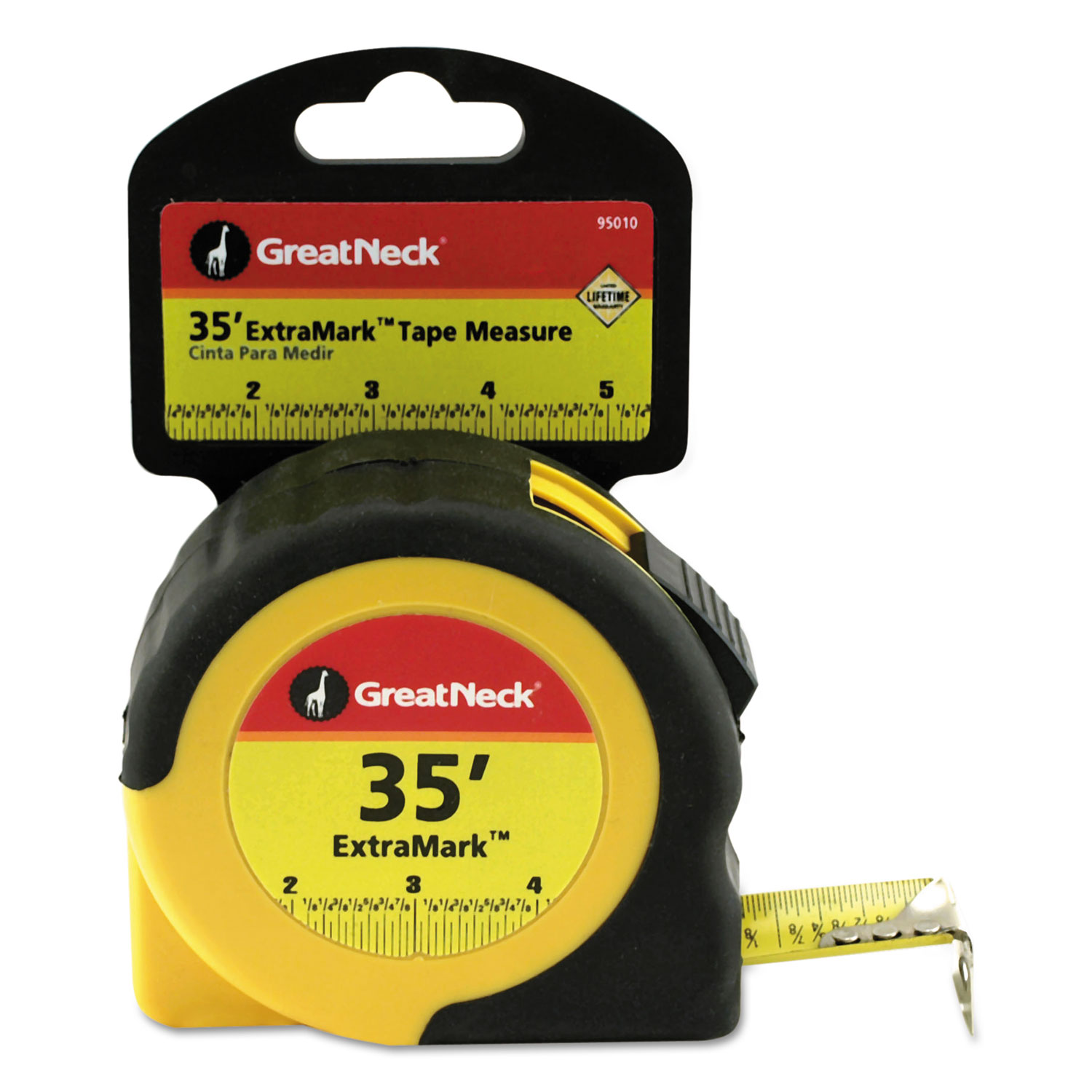 ExtraMark Tape Measure, 1" x 35ft, Steel, Yellow/Black