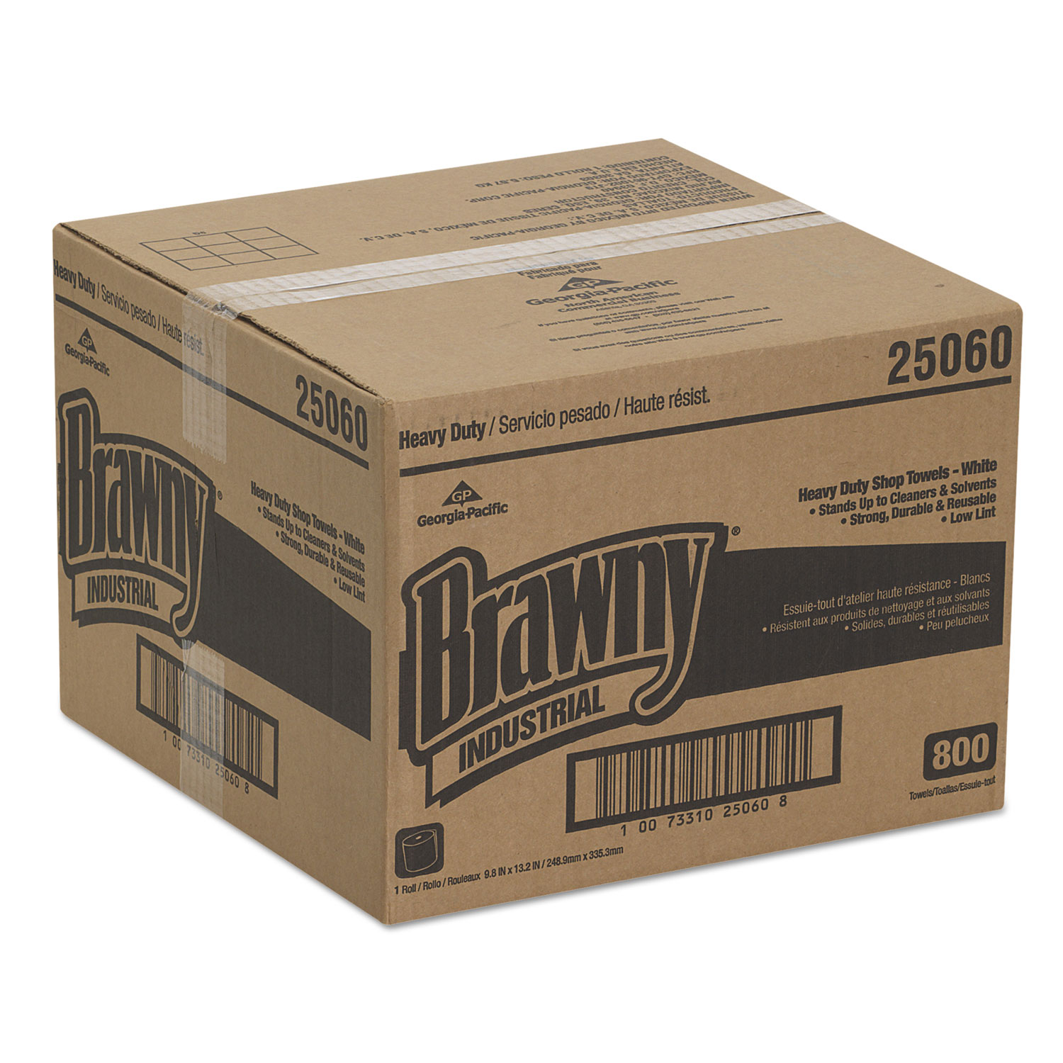 Brawny Industrial Heavy Duty Perforated Shop Towels, 9-4/5x13-1/4, White, 800/RL