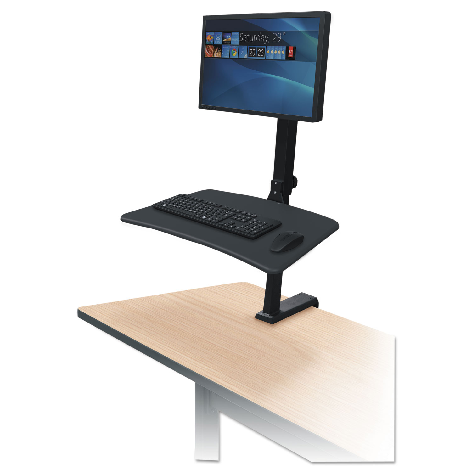 Up-Rite Rear Mounted Sit-Stand Workstation, Single, 27 5/8 x 30 x 42, Black