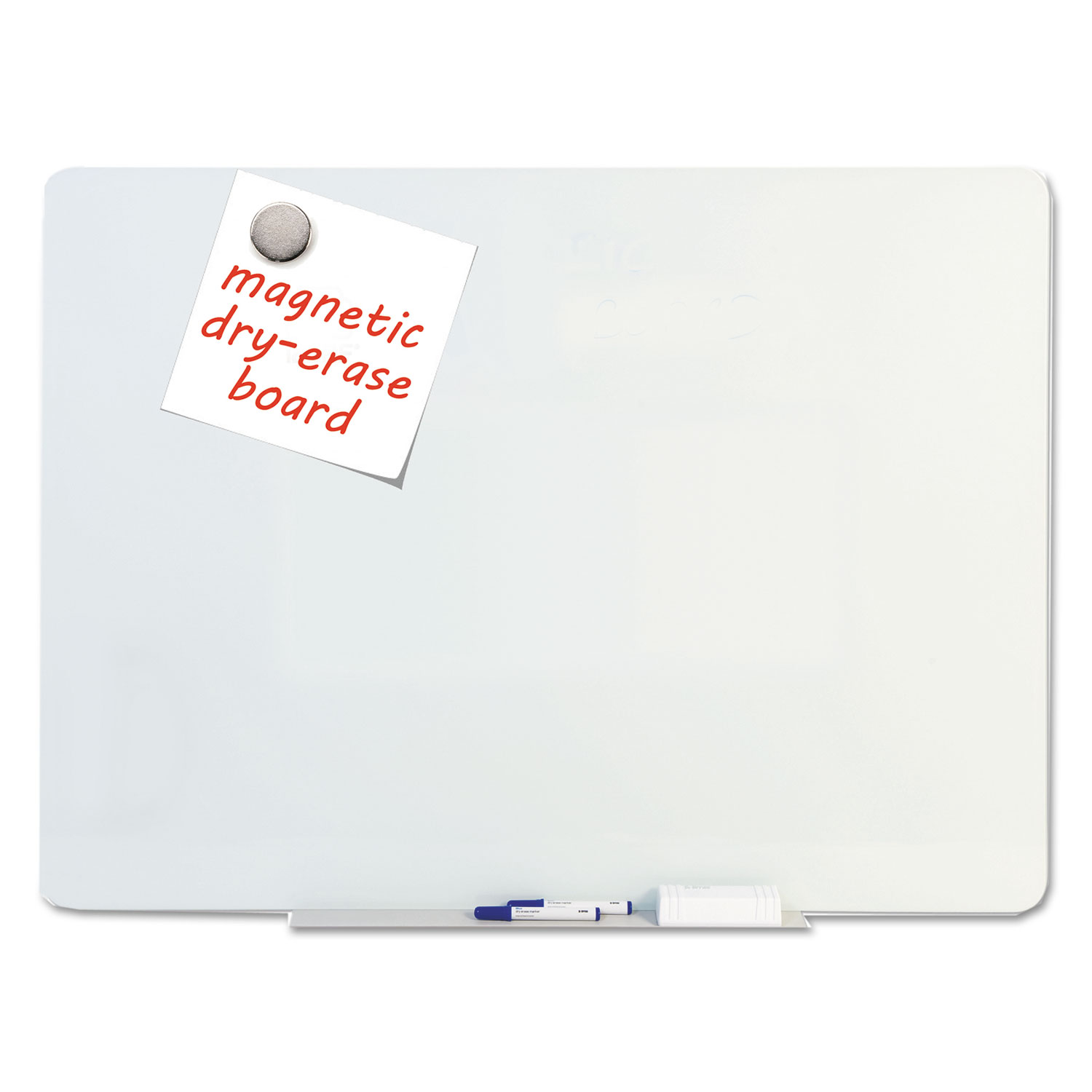 MasterVision GL110101 Magnetic Glass Dry Erase Board, Opaque White, 60 x 48 (BVCGL110101) 