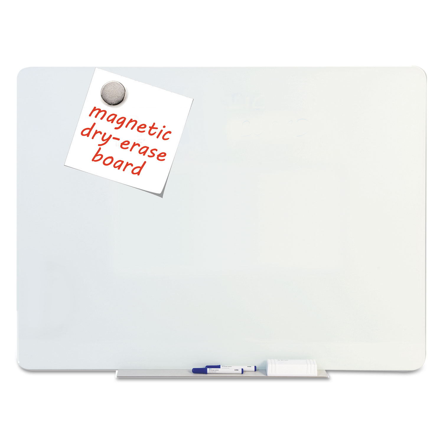  MasterVision GL070101 Magnetic Glass Dry Erase Board, Opaque White, 36 x 24 (BVCGL070101) 