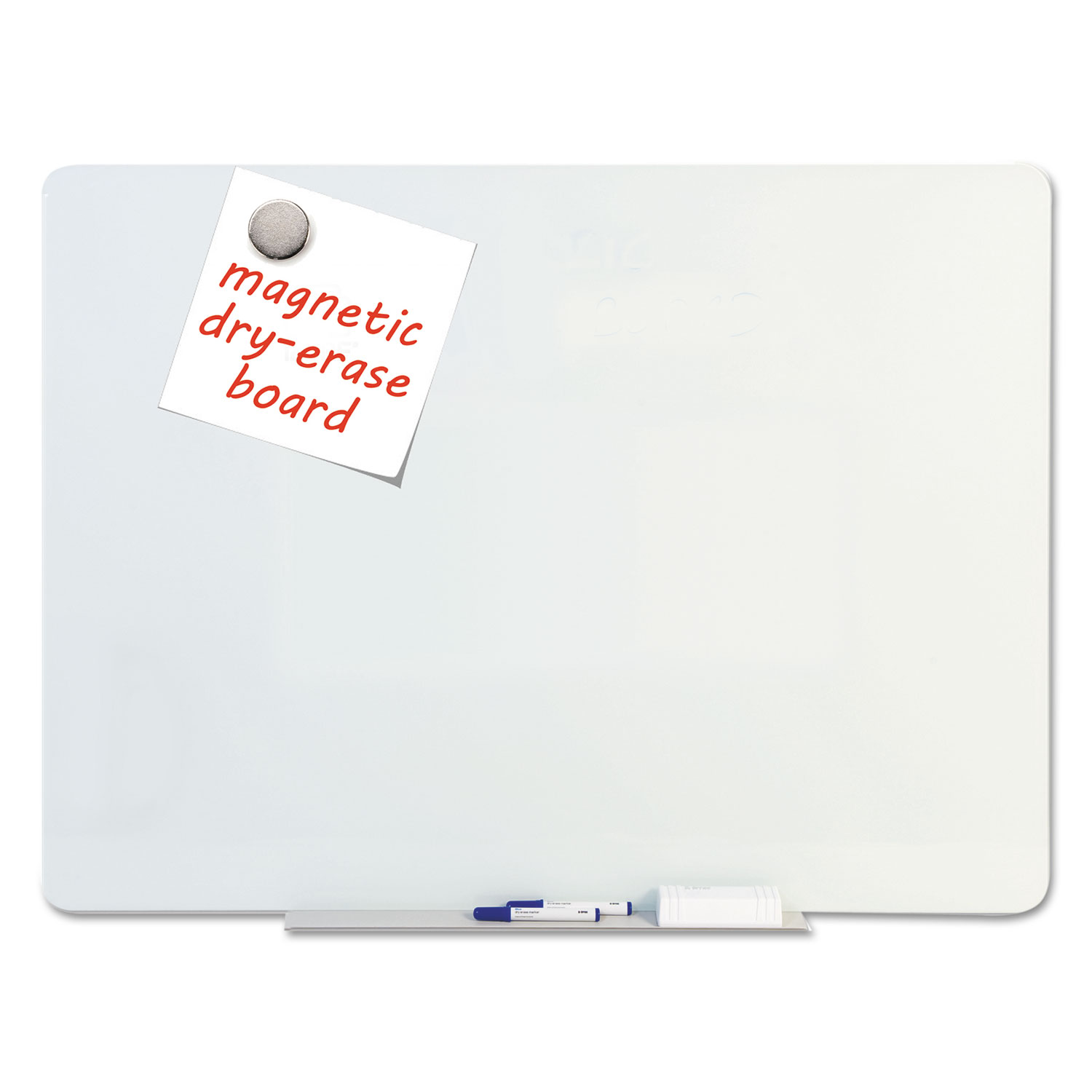  MasterVision GL080101 Magnetic Glass Dry Erase Board, Opaque White, 48 x 36 (BVCGL080101) 