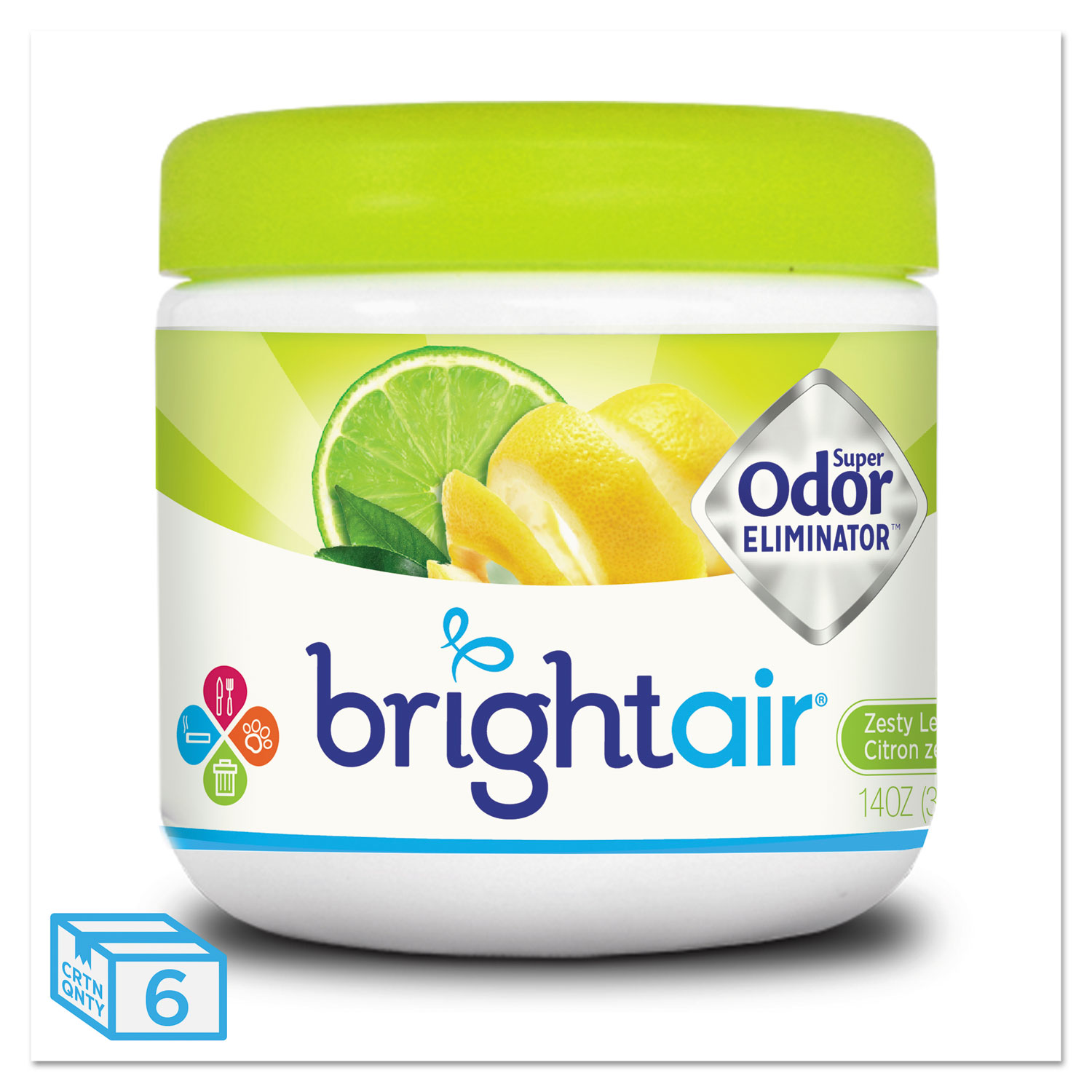  BRIGHT Air 900248 Super Odor Eliminator, Zesty Lemon and Lime, 14 oz, 6/Carton (BRI900248) 