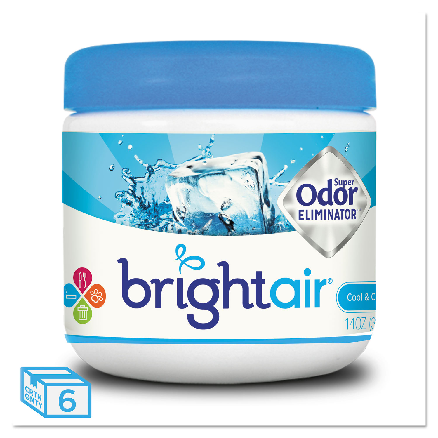  BRIGHT Air BRI 900090 Super Odor Eliminator, Cool and Clean, Blue, 14 oz, 6/Carton (BRI900090CT) 