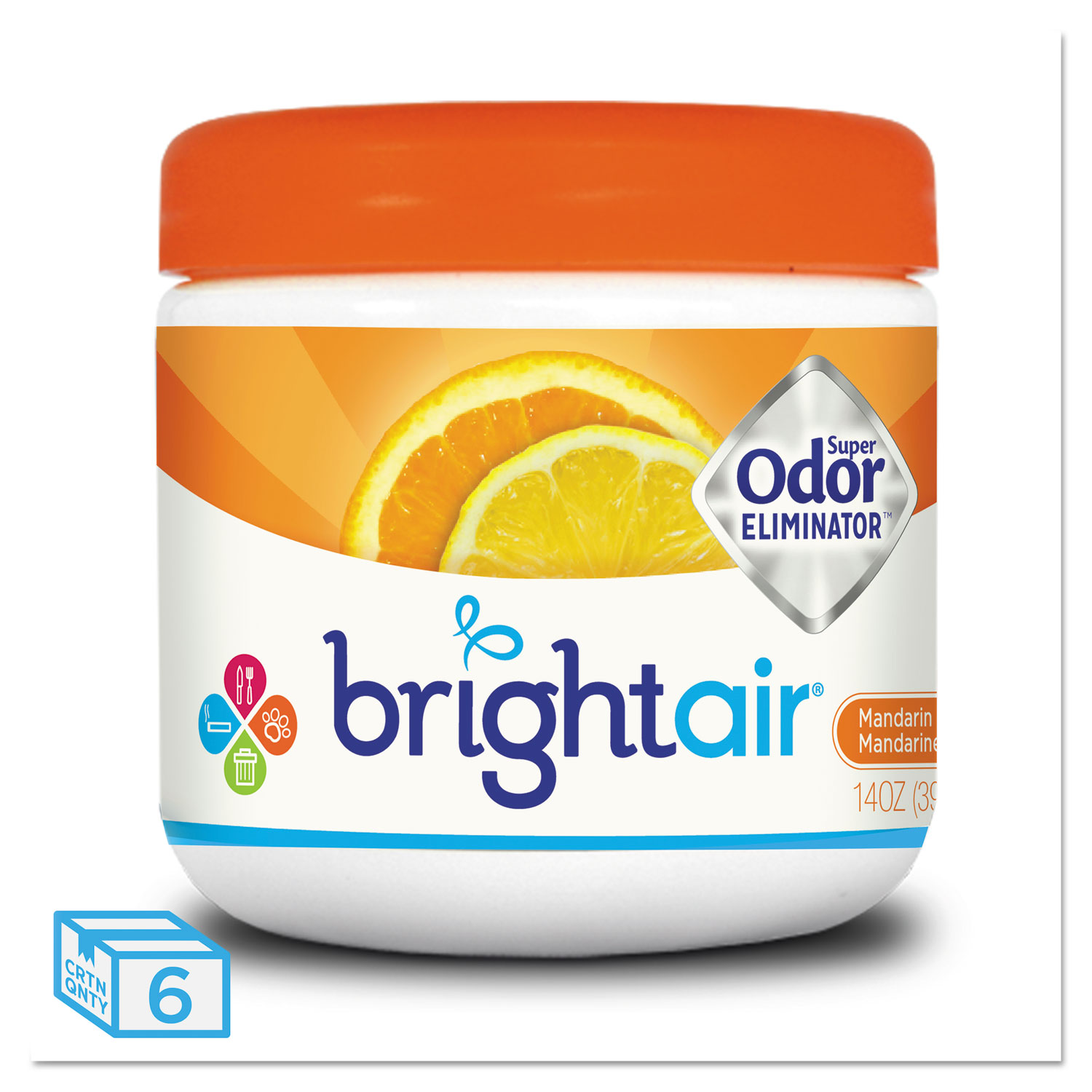  BRIGHT Air BRI 900013 Super Odor Eliminator, Mandarin Orange and Fresh Lemon, 14 oz, 6/Carton (BRI900013CT) 