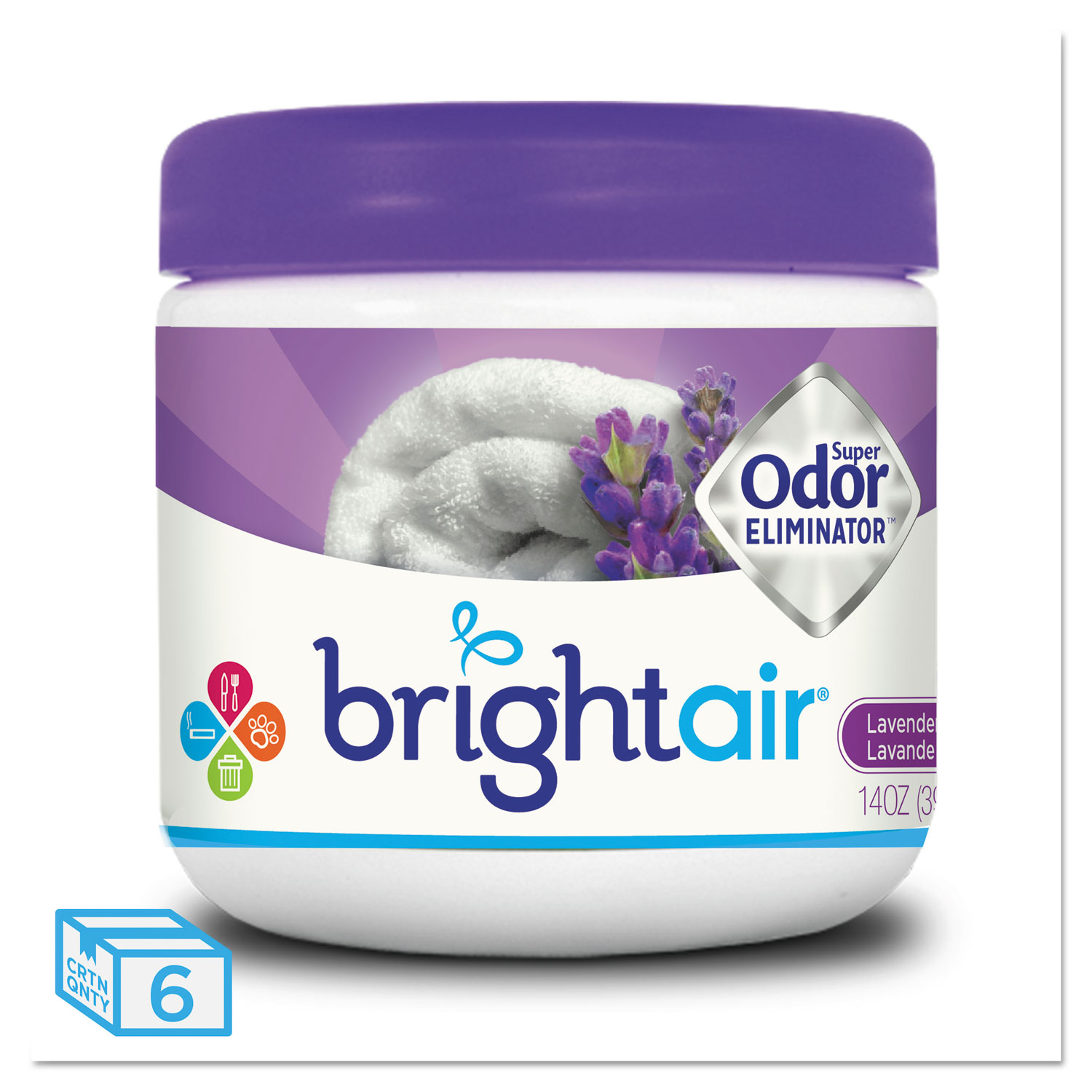  BRIGHT Air 900014 Super Odor Eliminator, Lavender and Fresh Linen, Purple, 14 oz, 6/Carton (BRI900014CT) 