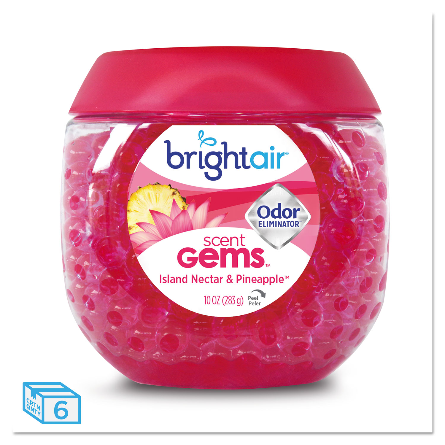  BRIGHT Air BRI 900229 Scent Gems Odor Eliminator, Island Nectar and Pineapple, Pink, 10 oz, 6/Carton (BRI900229CT) 