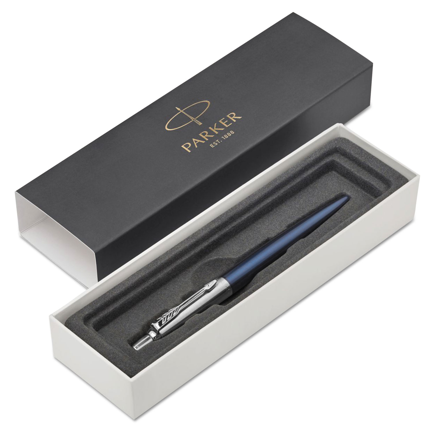  Parker 1953186 Jotter Retractable Ballpoint Pen Gift Box, 1mm, Blue Ink, Royal Blue/Chrome Barrel (PAR1953186) 