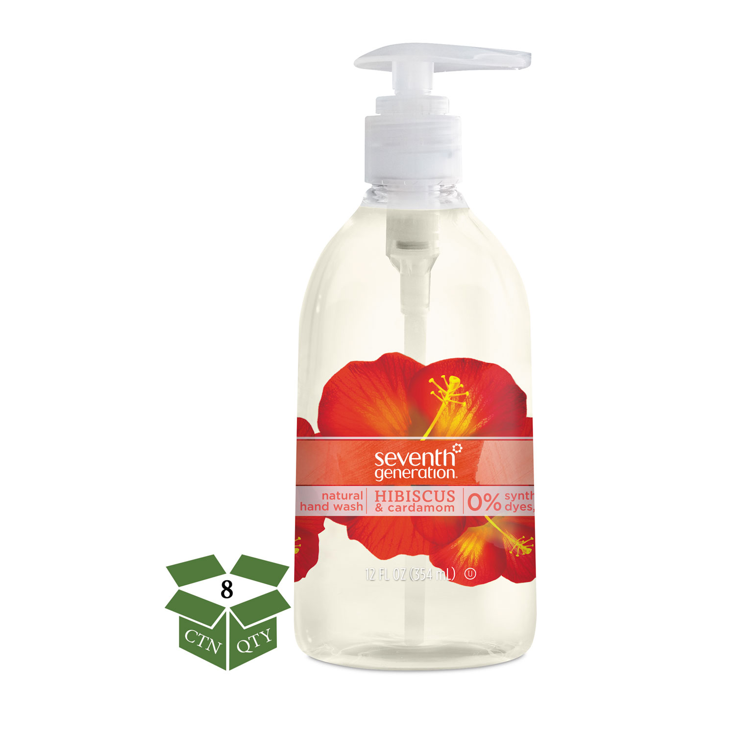  Seventh Generation 22945 Natural Hand Wash, Hibiscus & Cardamom, 12 oz Pump Bottle, 8/Carton (SEV22945) 
