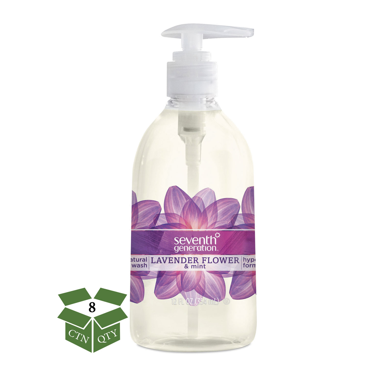  Seventh Generation SEV 22926CT Natural Hand Wash, Lavender Flower & Mint, 12oz Pump Bottle, 8/Carton (SEV22926CT) 