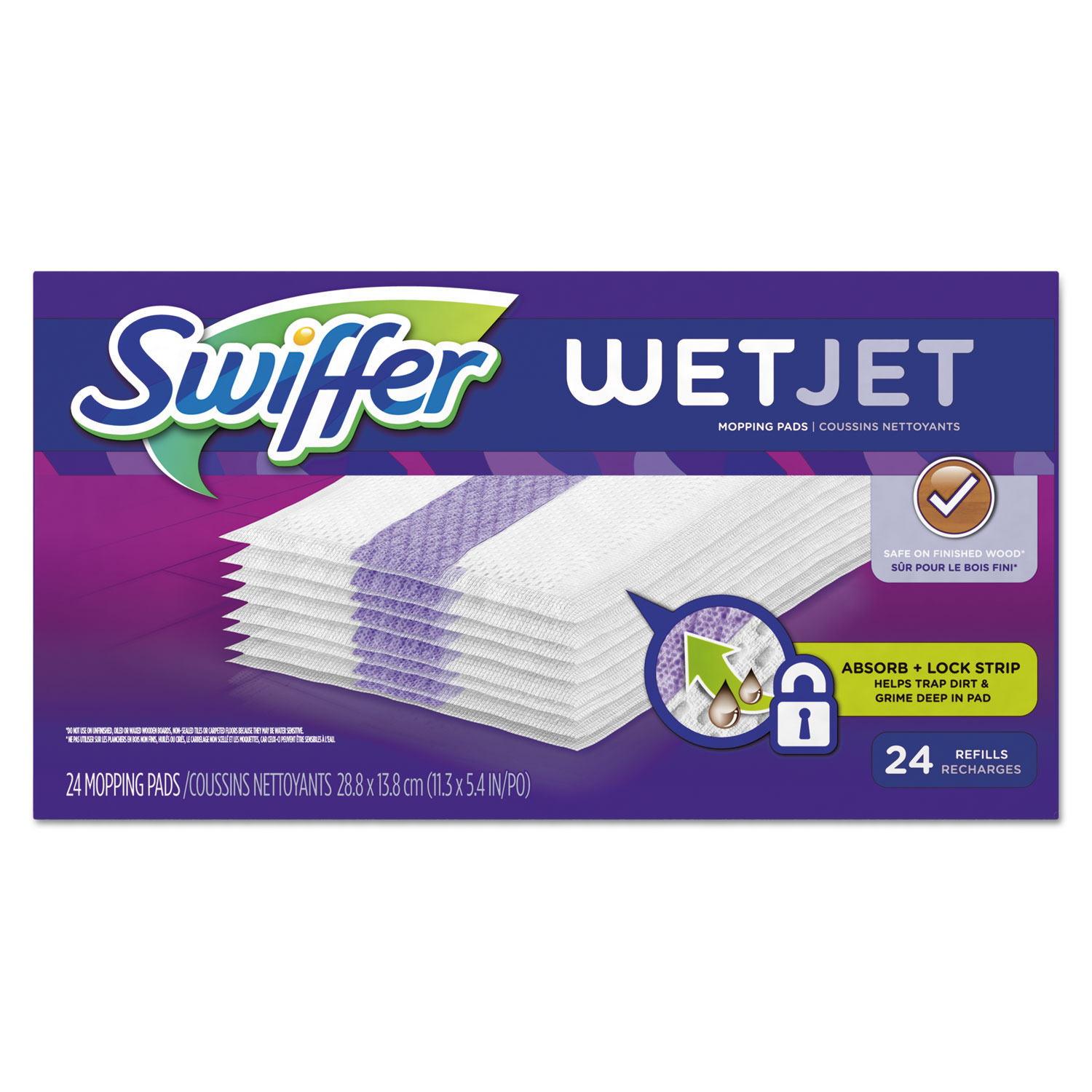  Swiffer 08443 WetJet System Refill Cloths, 11.3 x 5.4, White, 24/Box (PGC08443) 