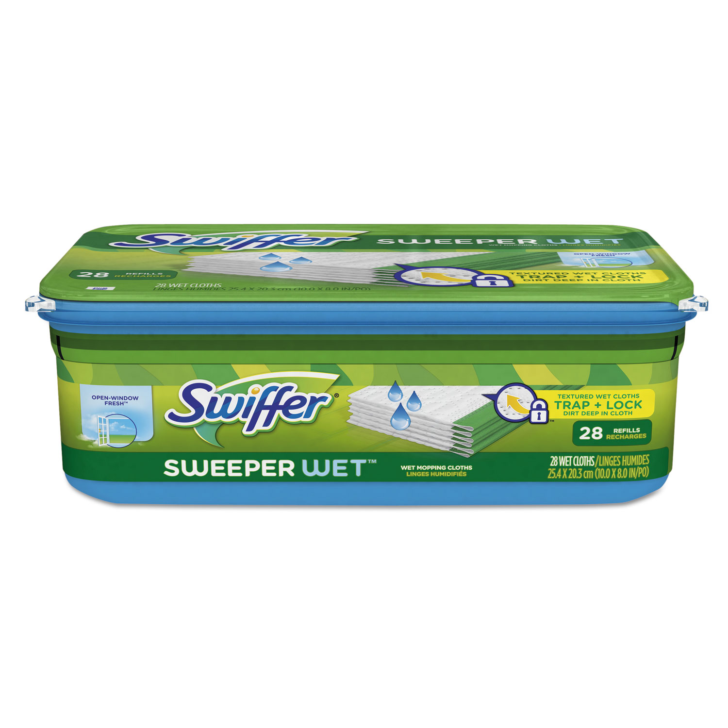  Swiffer 82856 Wet Refill Cloths, Open Window Fresh, Cloth, White, 10 x 8, 28/Box, 6 Boxes/CT (PGC82856) 