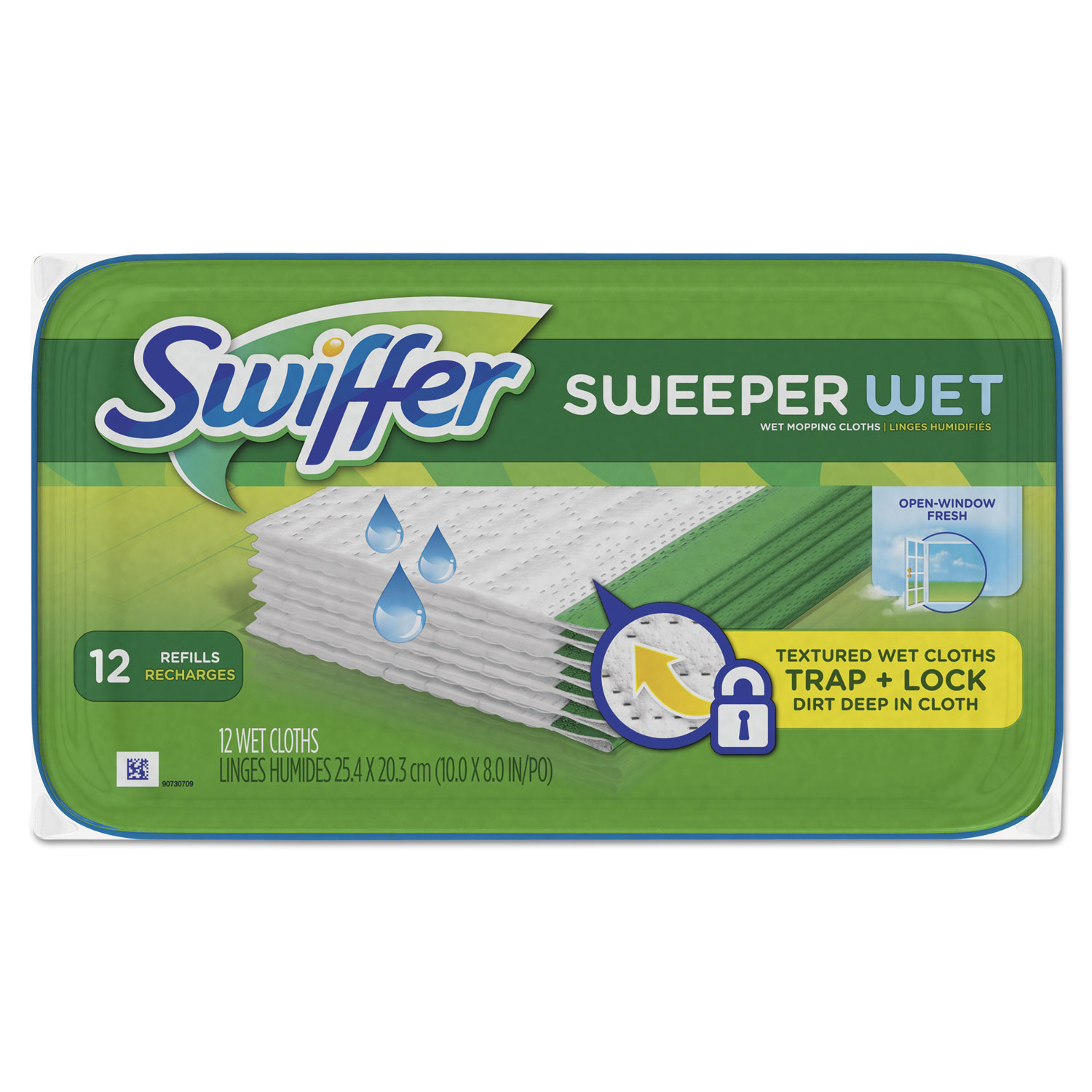  Swiffer 95531 Wet Refill Cloths, Open Window Fresh, Cloth, White, 8x10, 12/Tub, 12Tub/Carton (PGC95531CT) 