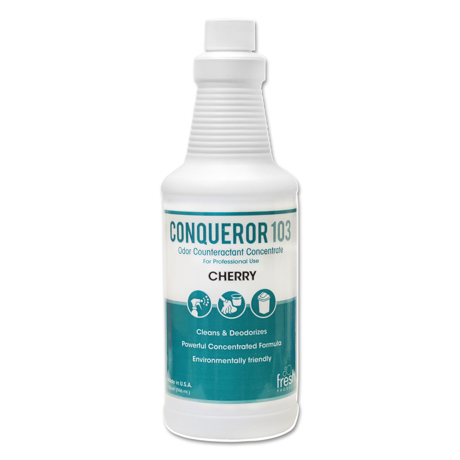  Fresh Products 12-32WB-CH Conqueror 103 Odor Counteractant Concentrate, Cherry, 32 oz Bottle, 12/Carton (FRS1232WBCH) 