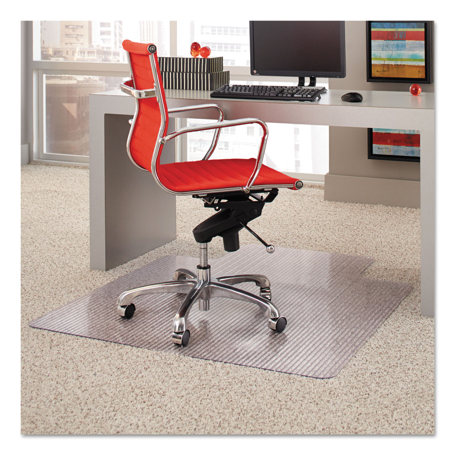 ES Robbins 162011 Dimensions Chair Mat for Carpet, 45 x 53 with Lip, Clear (ESR162011) 