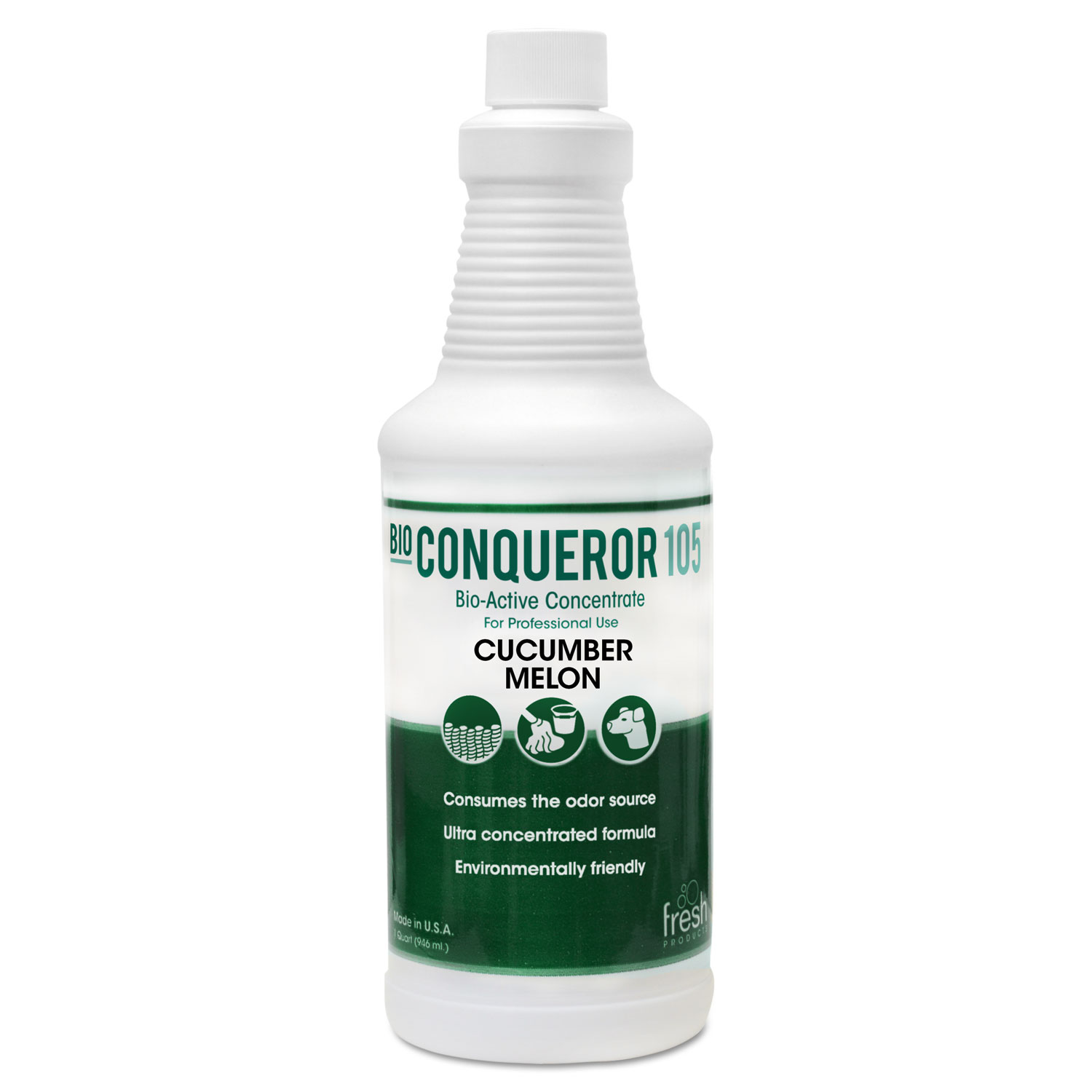 Fresh Products 12-32BWB-CM-F Bio Conqueror 105 Enzymatic Odor Counteractant Concentrate, Cucumber Melon, 1 qt, 12/Carton (FRS1232BWBCMF) 