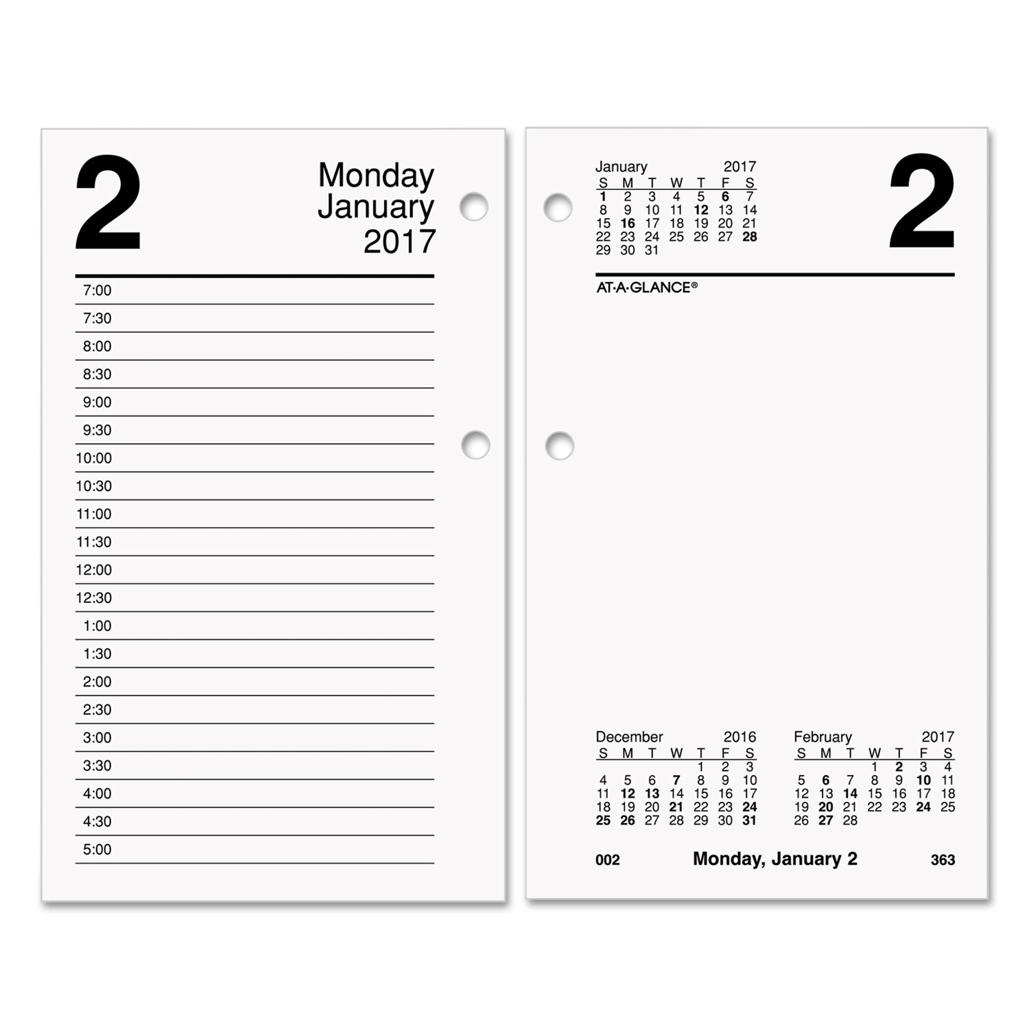 Desk Calendar Refill, 3 1/2 x 6, White, 2018