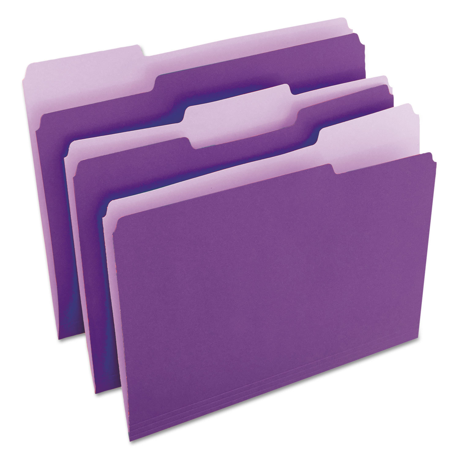 File Folders, 1/3 Cut One-Ply Top Tab, Letter, Violet/Light Violet, 100/Box