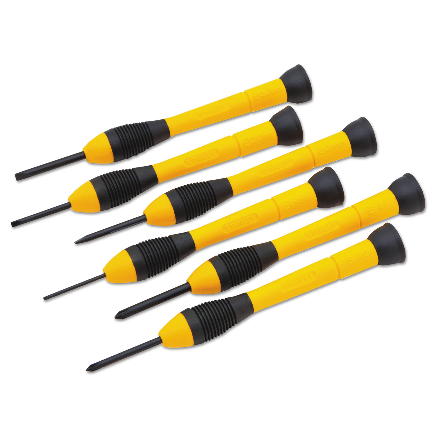  Stanley Tools 66-052 6-Piece Precision Screwdriver Set, Black/Yellow (BOS66052) 