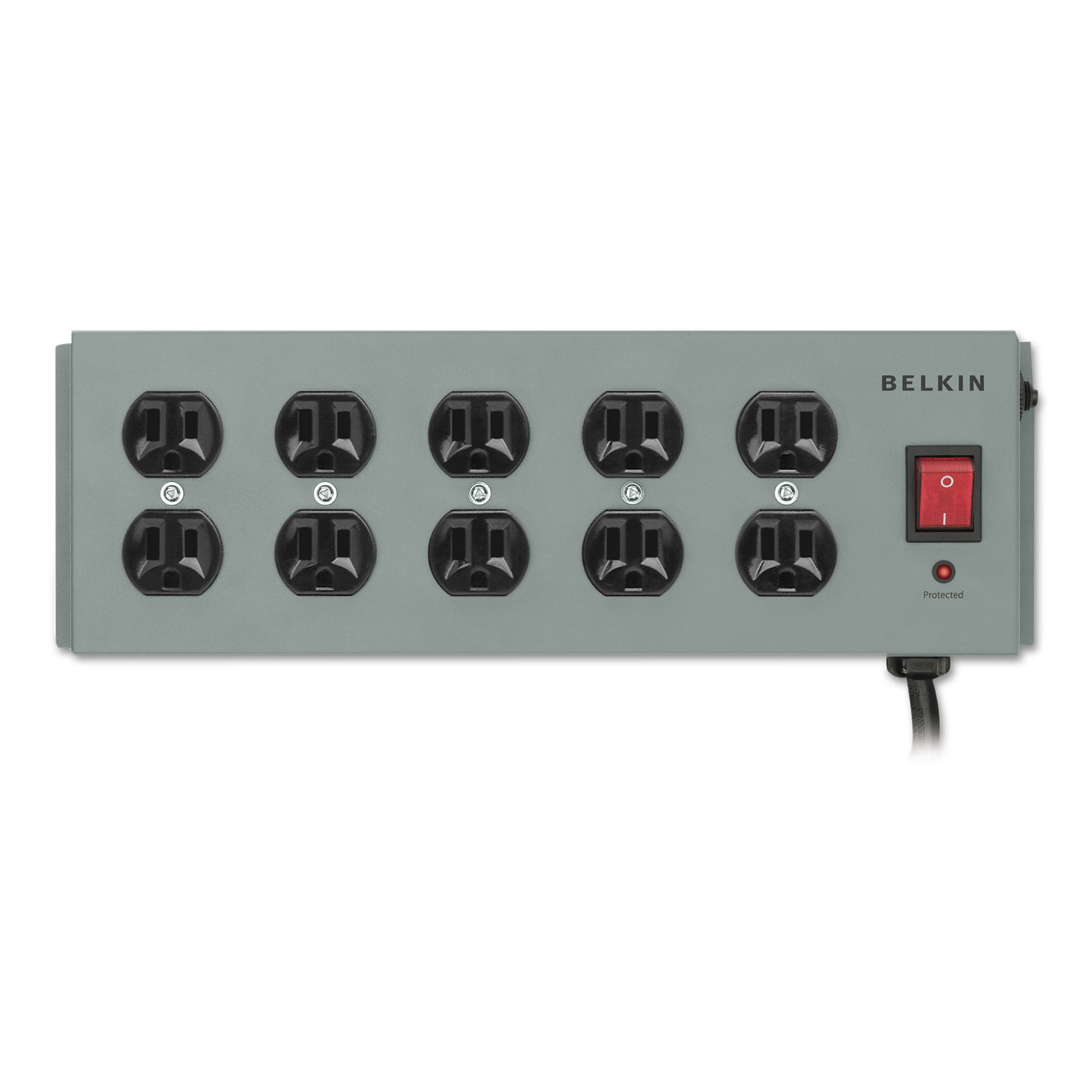 Metal SurgeMaster Surge Protector, 10 Outlets, 15 ft Cord, 885 Joules, Dark Gray