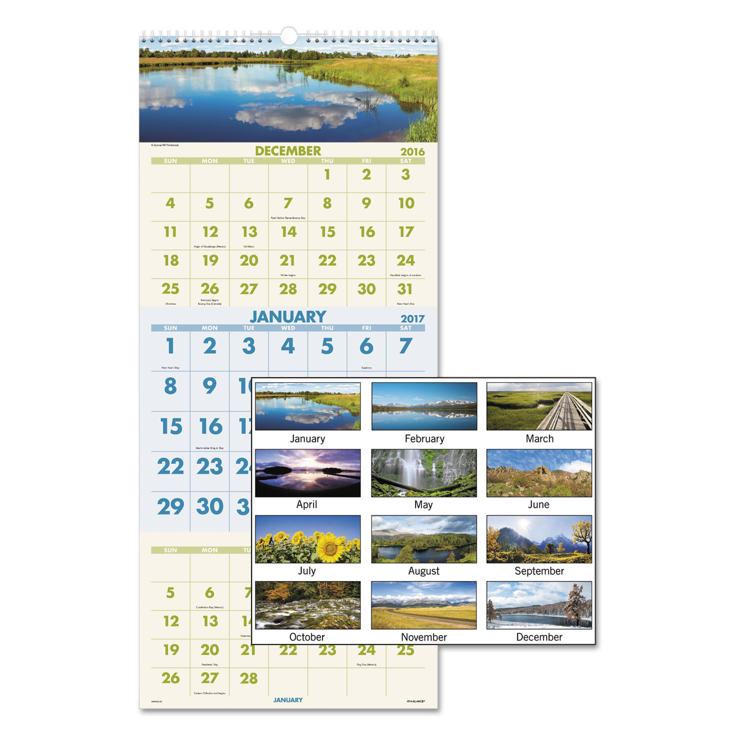 Scenic Three Month Wall Calendar By AT A GLANCE AAGDMW50328