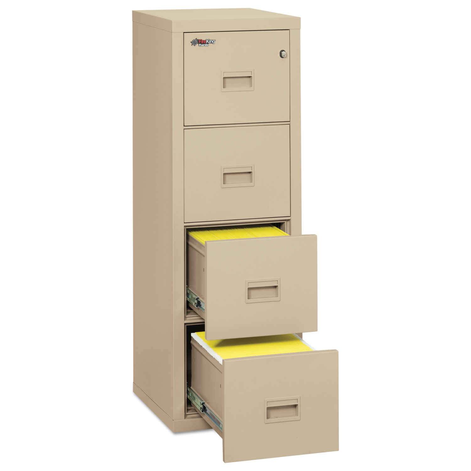 Turtle Four-Drawer File, 17 3/4w x 22 1/8d, UL Listed 350° for Fire, Parchment