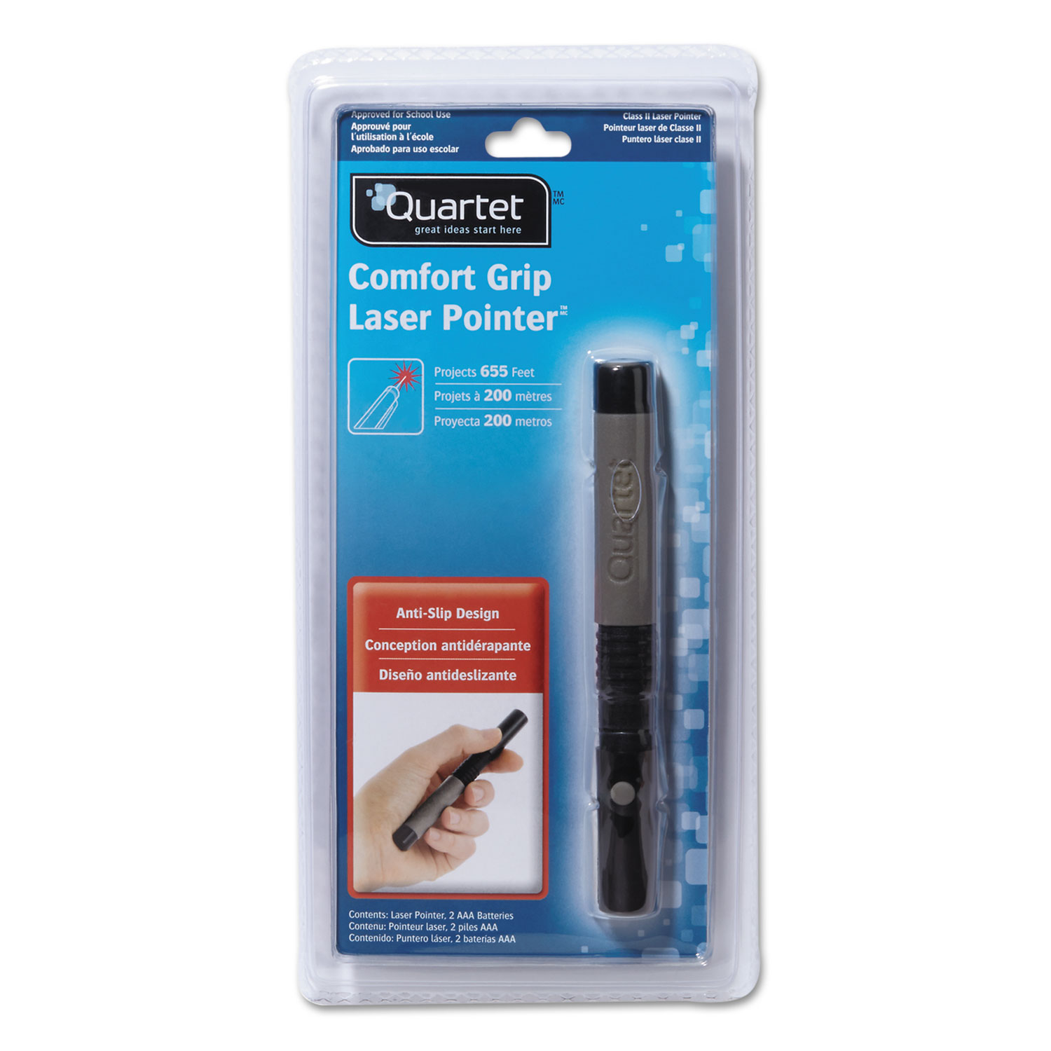 Classic Comfort Laser Pointer, Class 2, Projects 655 ft, Graphite Gray