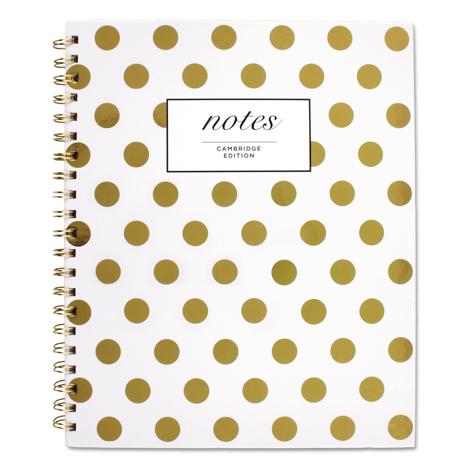  Cambridge 59014 Gold Dots Hardcover Notebook, 1 Subject, Wide/Legal Rule, White/Gold Dots Cover, 11 x 8.88, 80 Sheets (MEA59014) 
