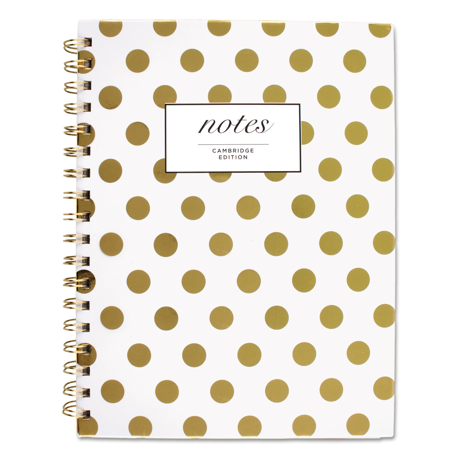  Cambridge 59016 Gold Dots Hardcover Notebook, 1 Subject, Wide/Legal Rule, White/Gold Dots Cover, 9.5 x 7, 80 Sheets (MEA59016) 