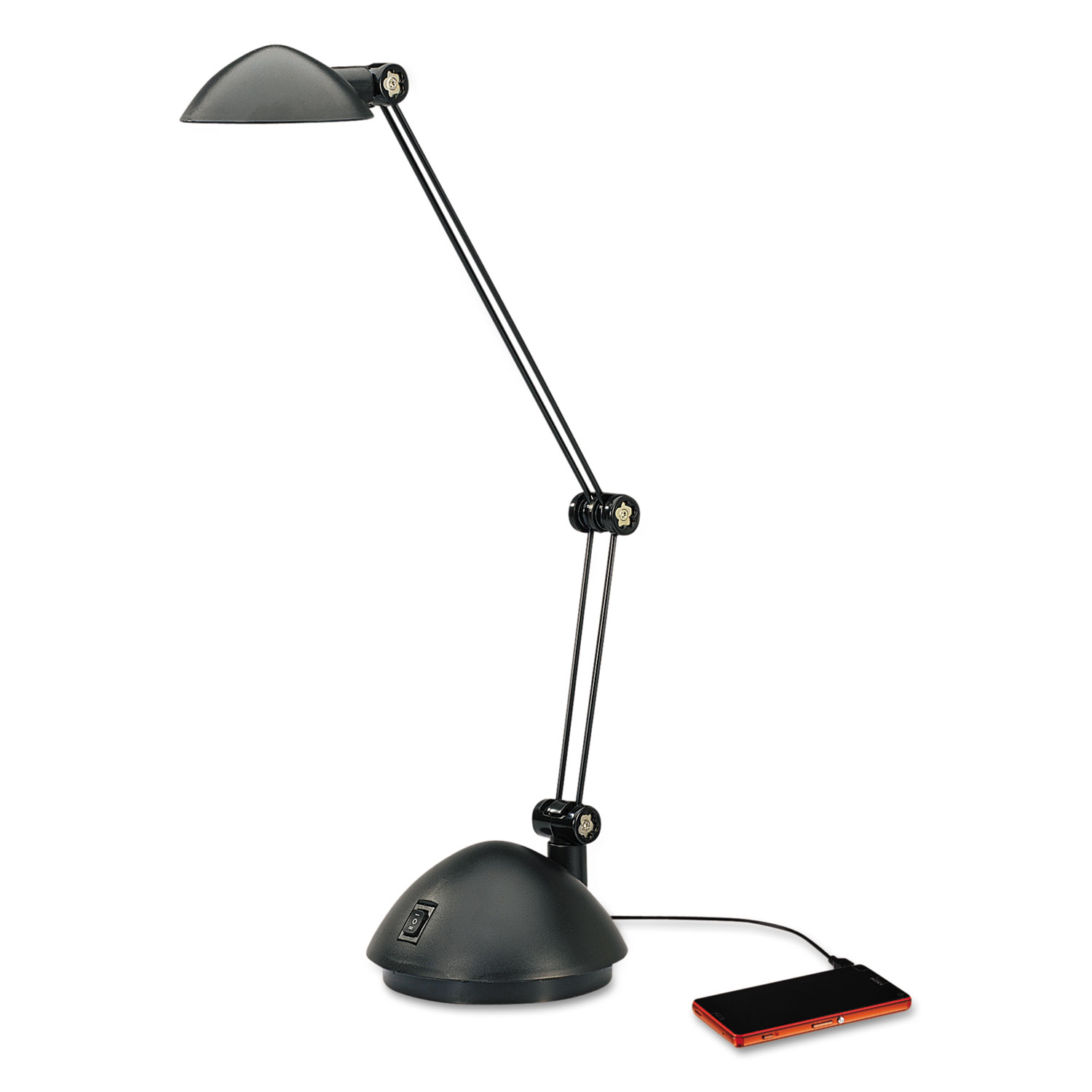  Alera ALELED912B Twin-Arm Task LED Lamp with USB Port, 11.88w x 5.13d x 18.5h, Black (ALELED912B) 