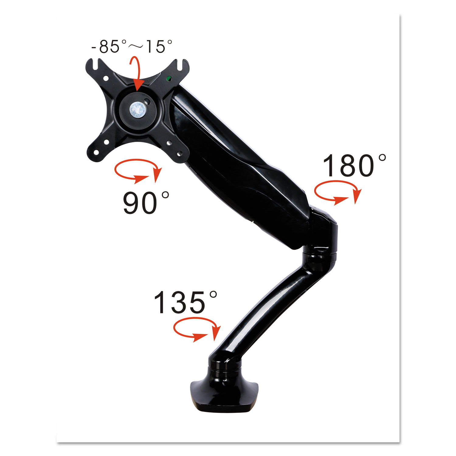 AdaptivErgo Articulating Monitor Arm, Single Monitor up to 30, Black