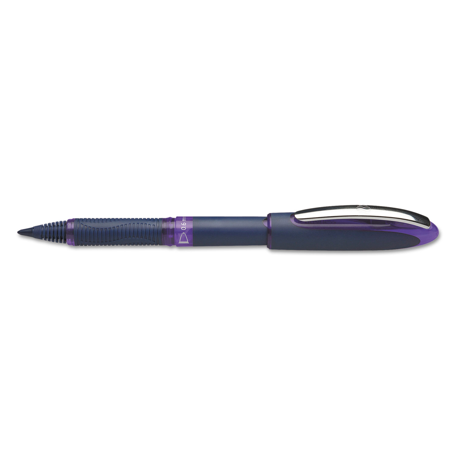 Schneider One Business Stick Roller Ball Pen, 0.6mm, Purple Ink, Blue Barrel, 10/Box