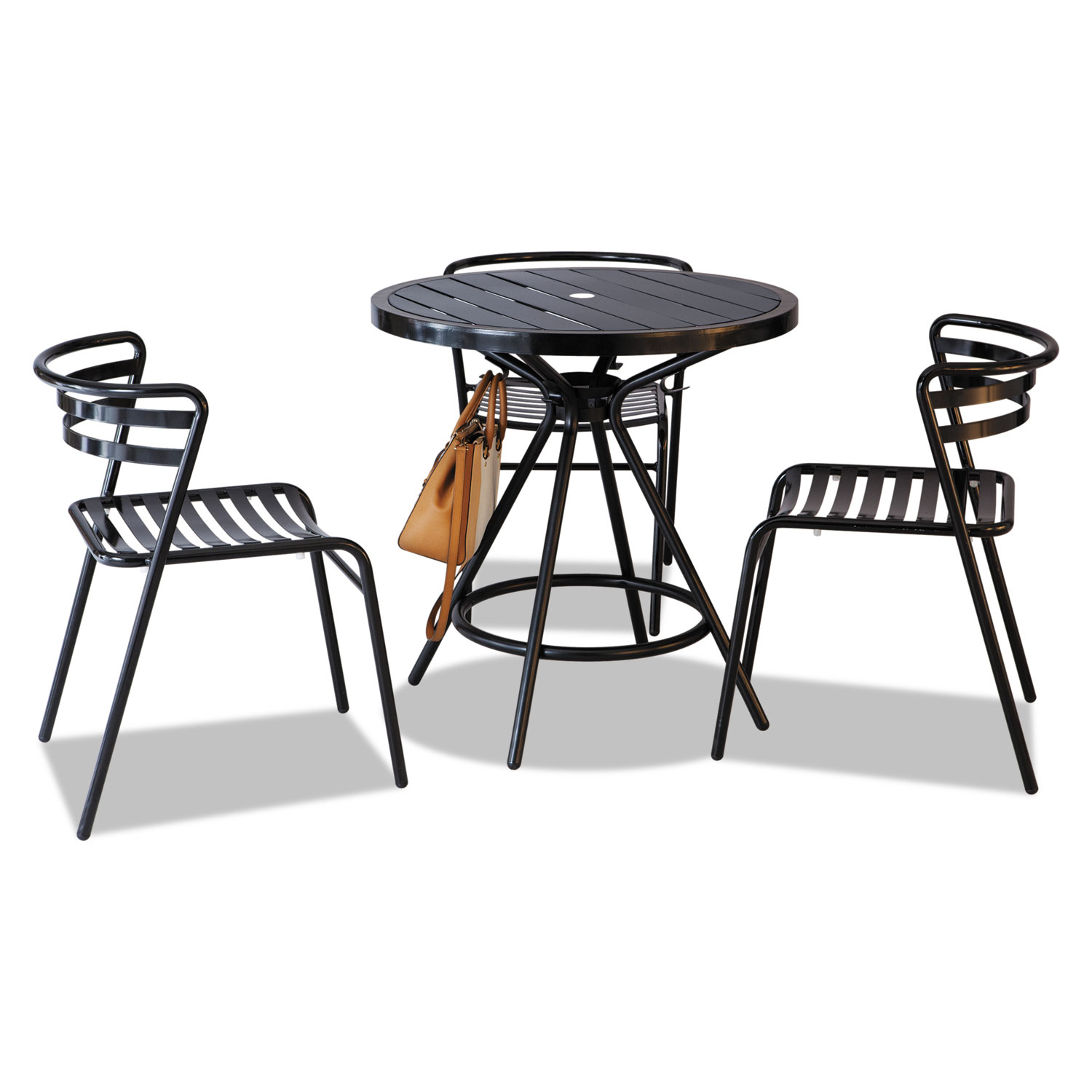 CoGo Steel Outdoor/Indoor Stack Chair, Black, 2/Carton