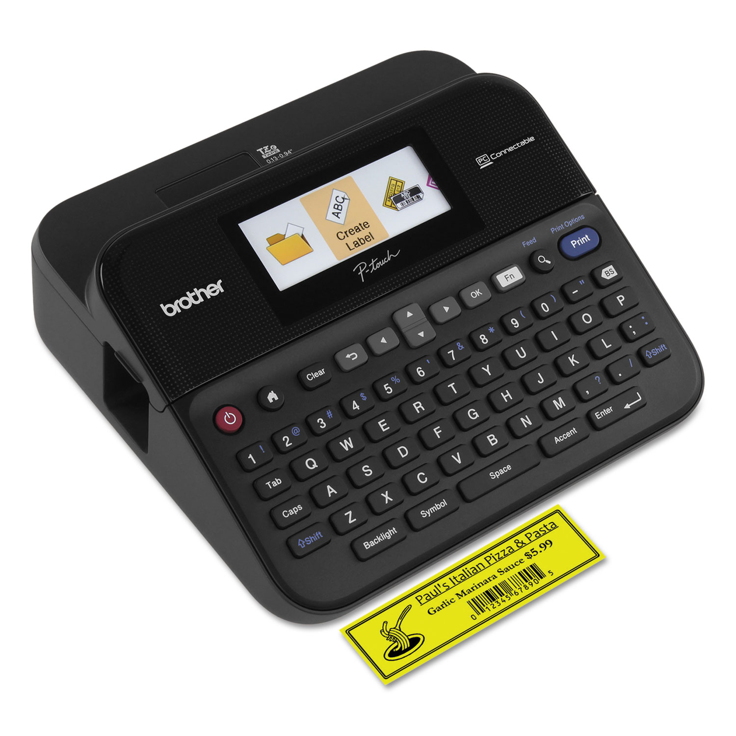 PT-D600 PC-Connectable Label Maker with Color Display, Black