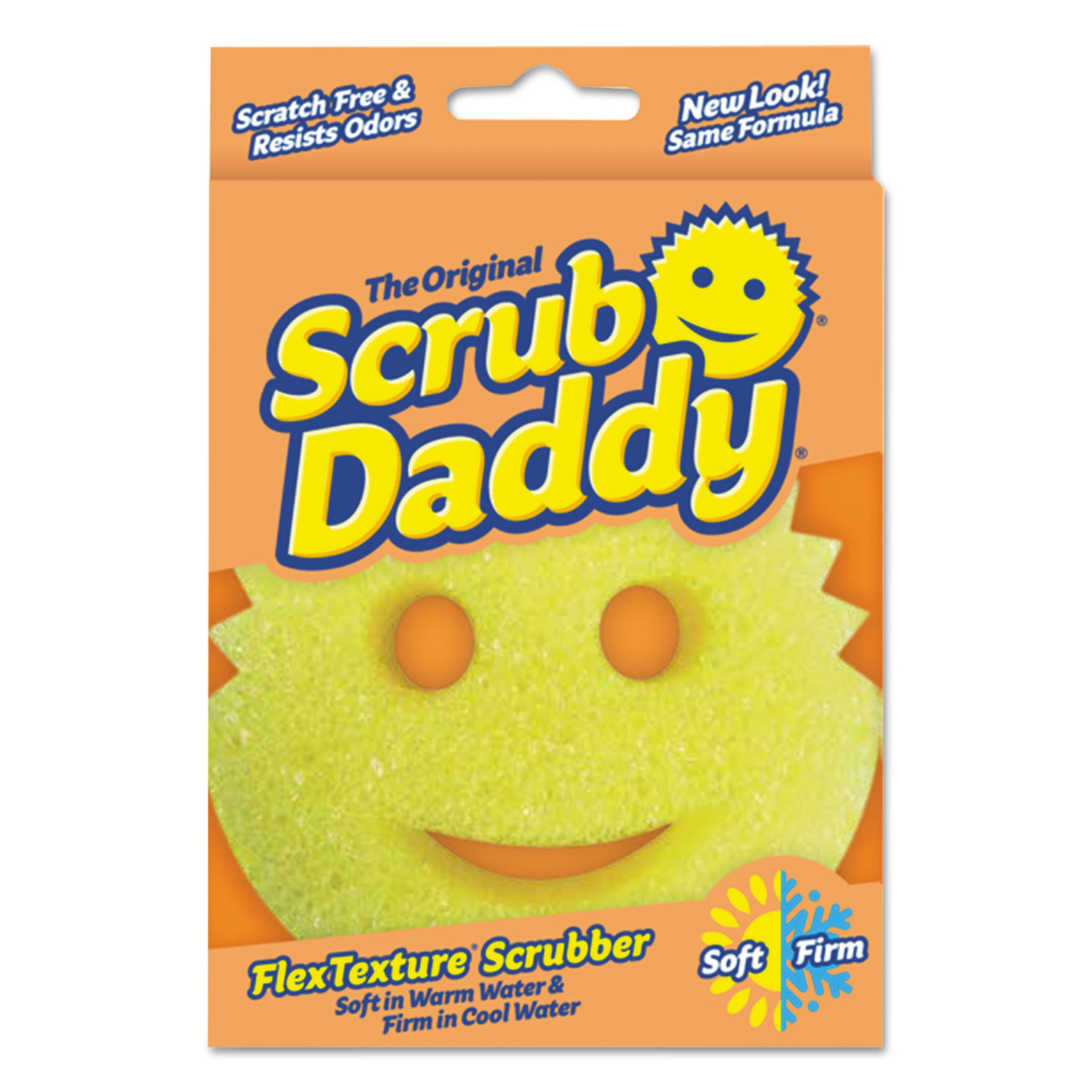 Scratch-Free Scrubbing Sponge, 4 1/8 Diameter, Yellow, Polymer Foam