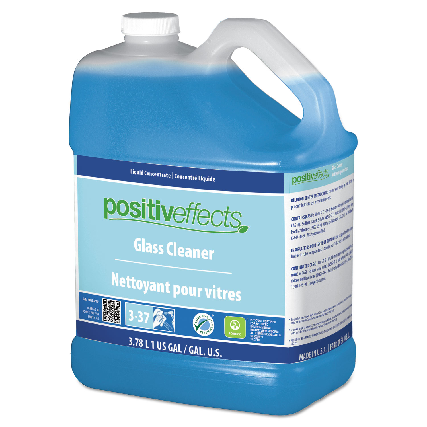 Glass cleaner sanitizing detergent for glass and plastic