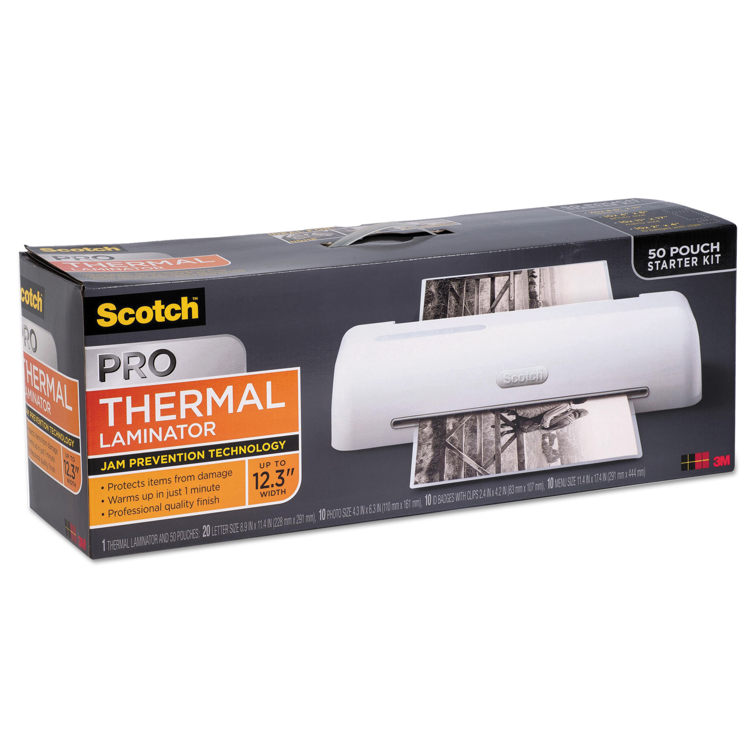 Pro 12 1/3 Thermal Laminator Value Pack, 50 Letter Size Laminating Pouches