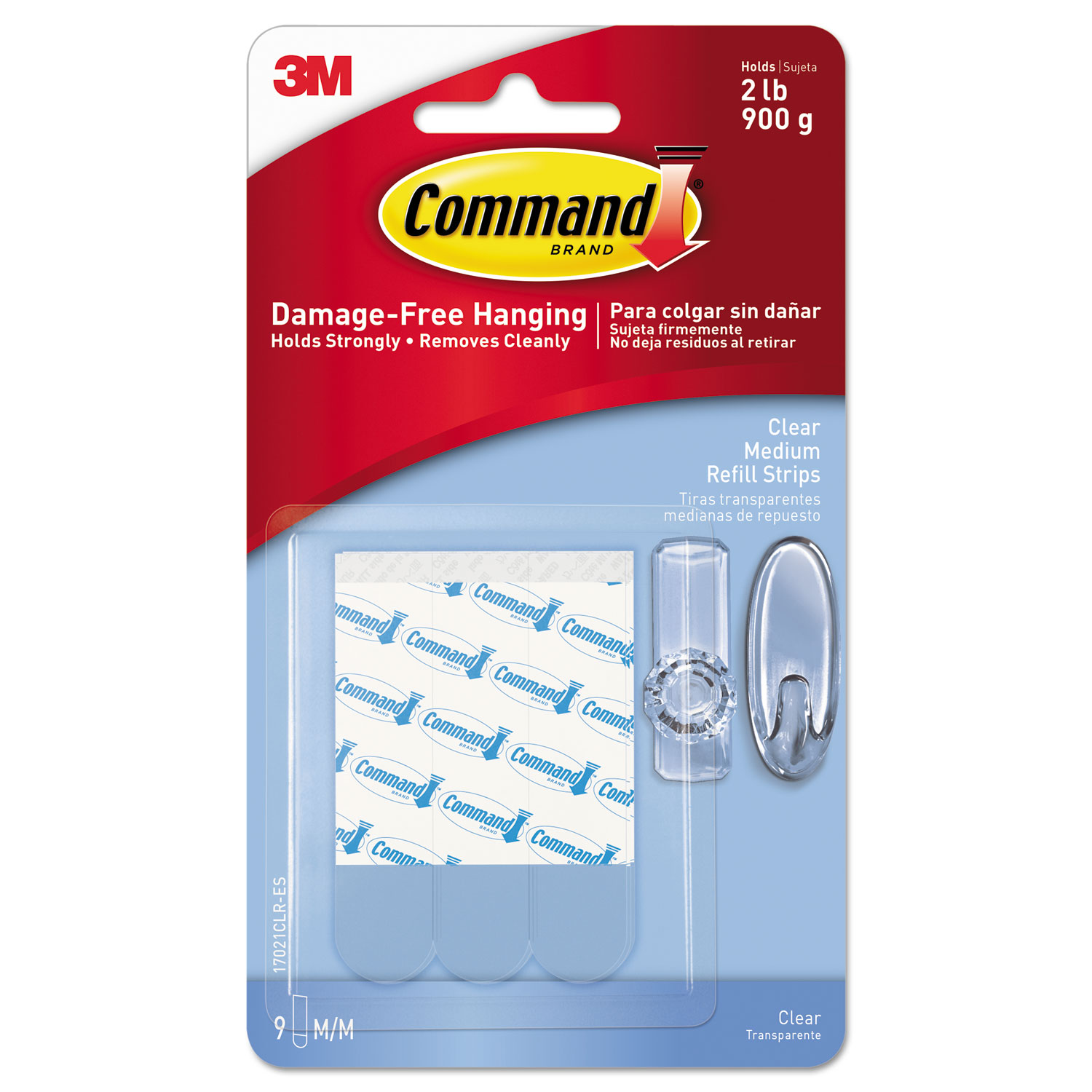  Command 17021CLR-ES Clear Refill Strips, 5/8 x 1 3/4, 9/Pack (MMM17021CLRES) 