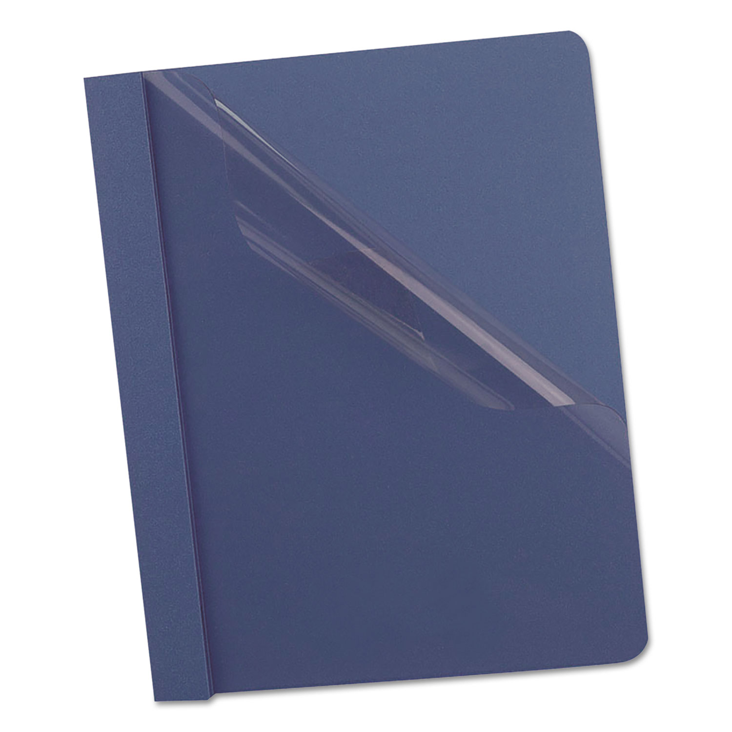 Clear Front Report Cover, 3 Fasteners, Letter, 1/2 Capacity, Dark Blue, 25/Box